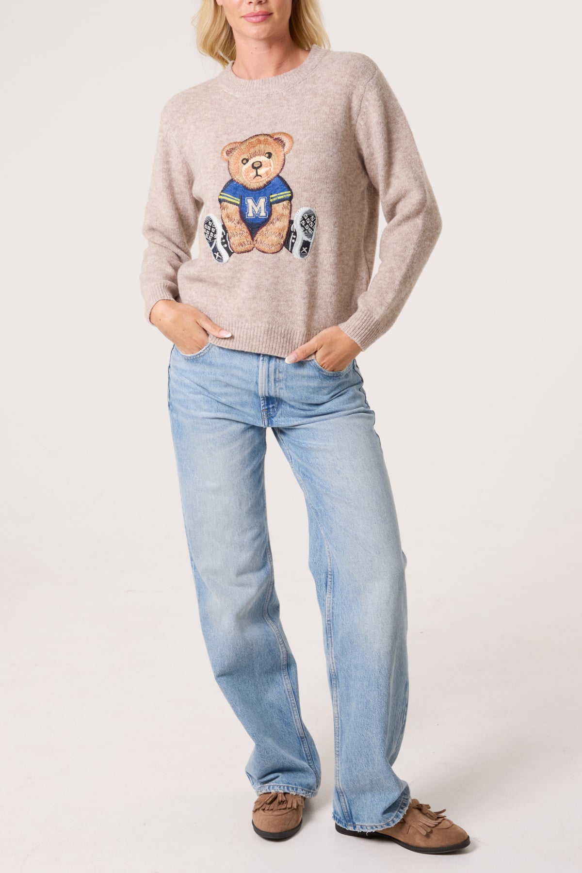 Embroidered Sports Bear Knit Jumper