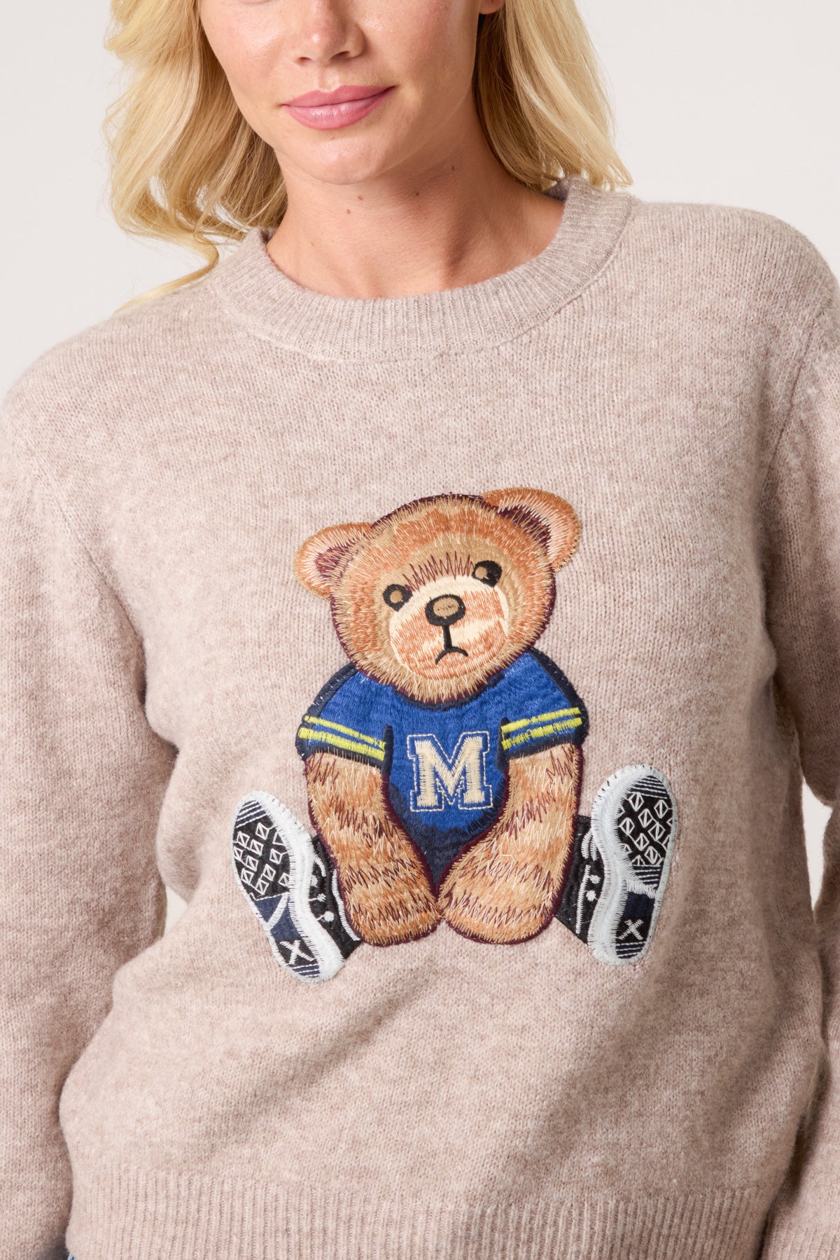 Embroidered Sports Bear Knit Jumper