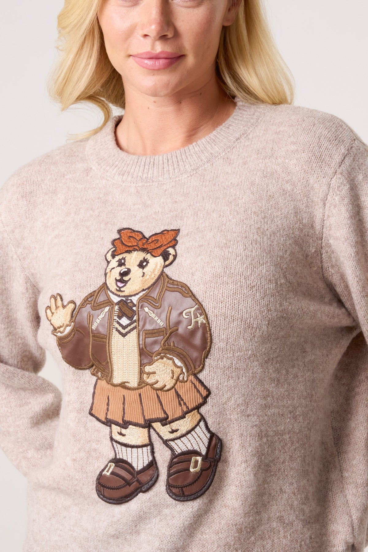 Embroidered School Bear Knit Jumper