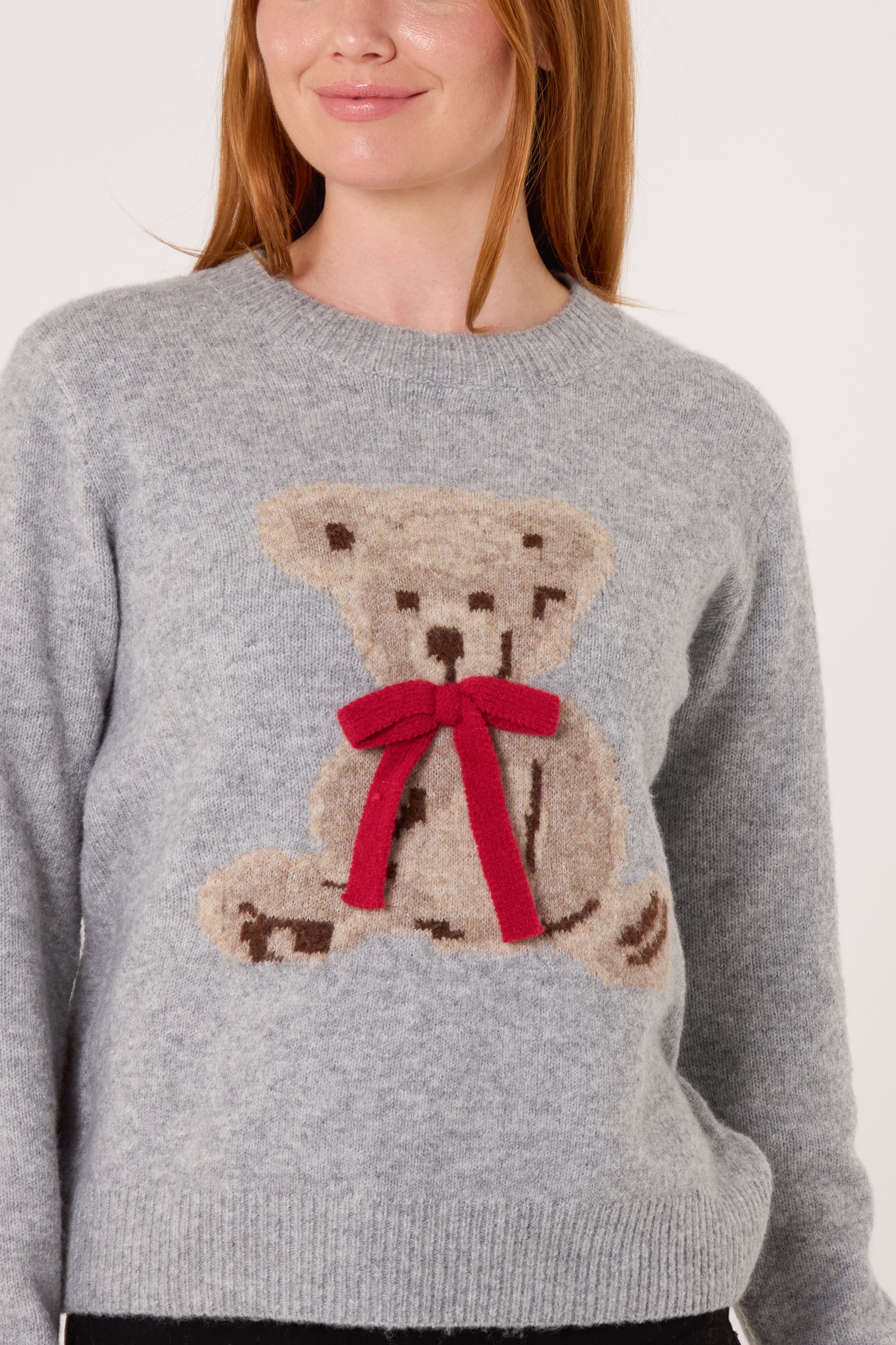 Bow Teddy Bear Jacquard Jumper