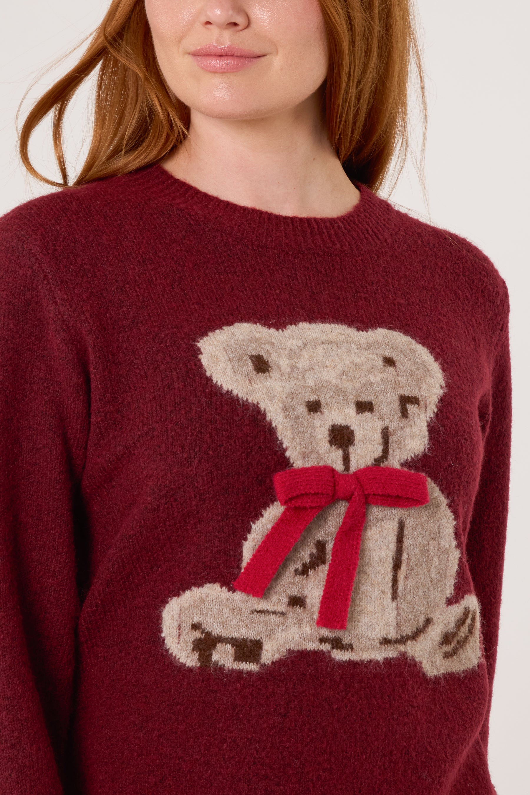 Bow Teddy Bear Jacquard Jumper