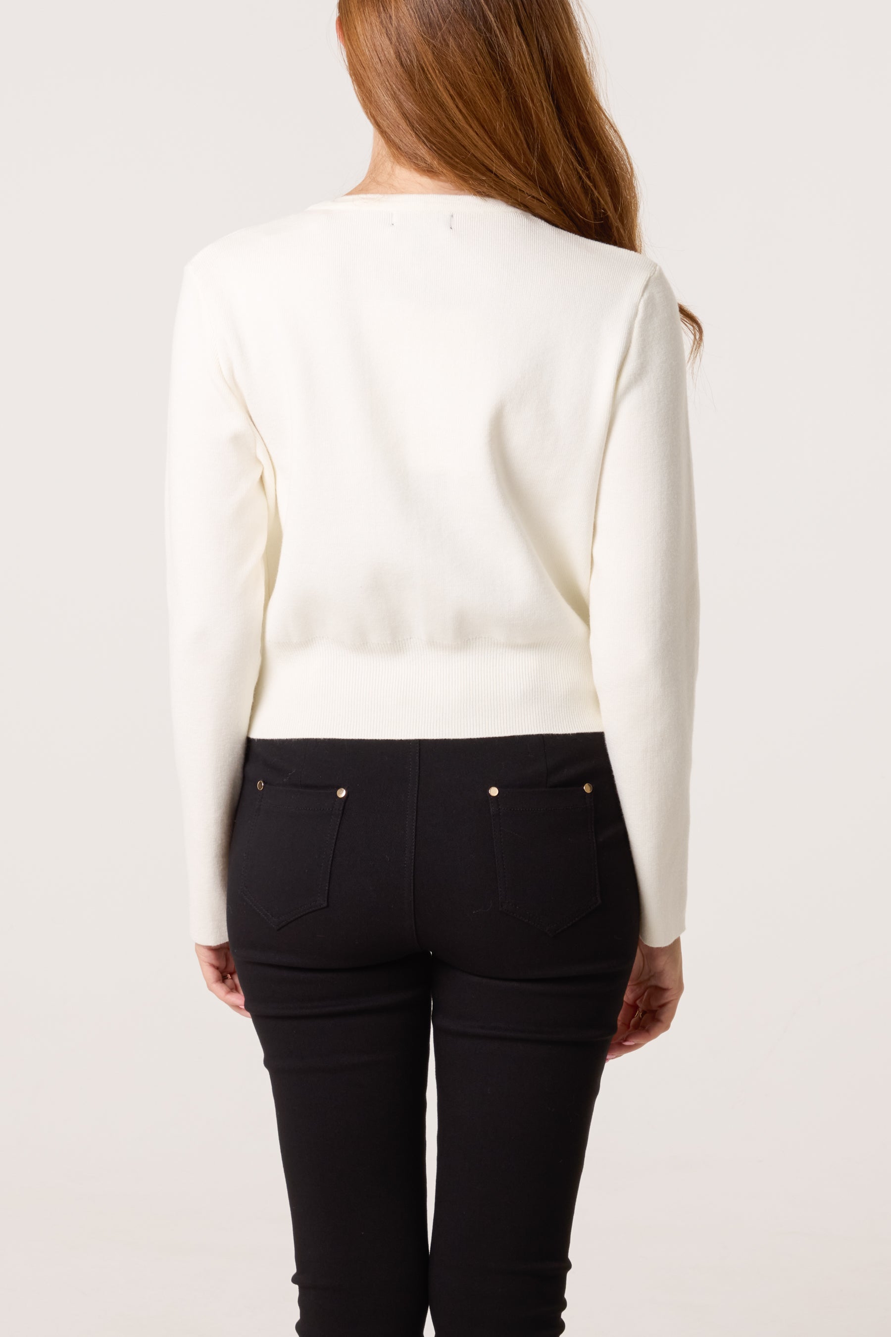 Gold Brooch Button Knit Cardigan