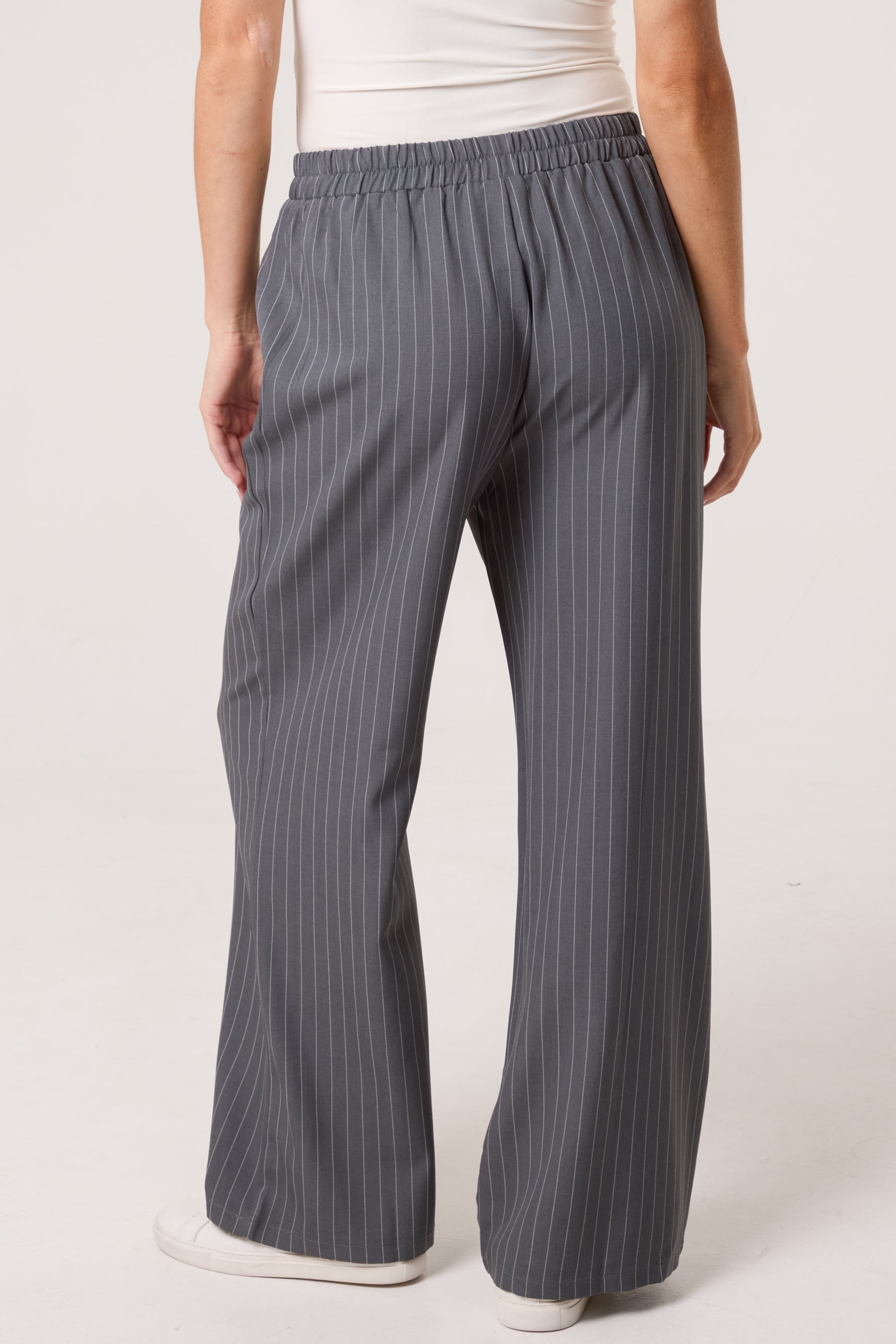 Elasticated Pinstripe Wide Leg Trousers