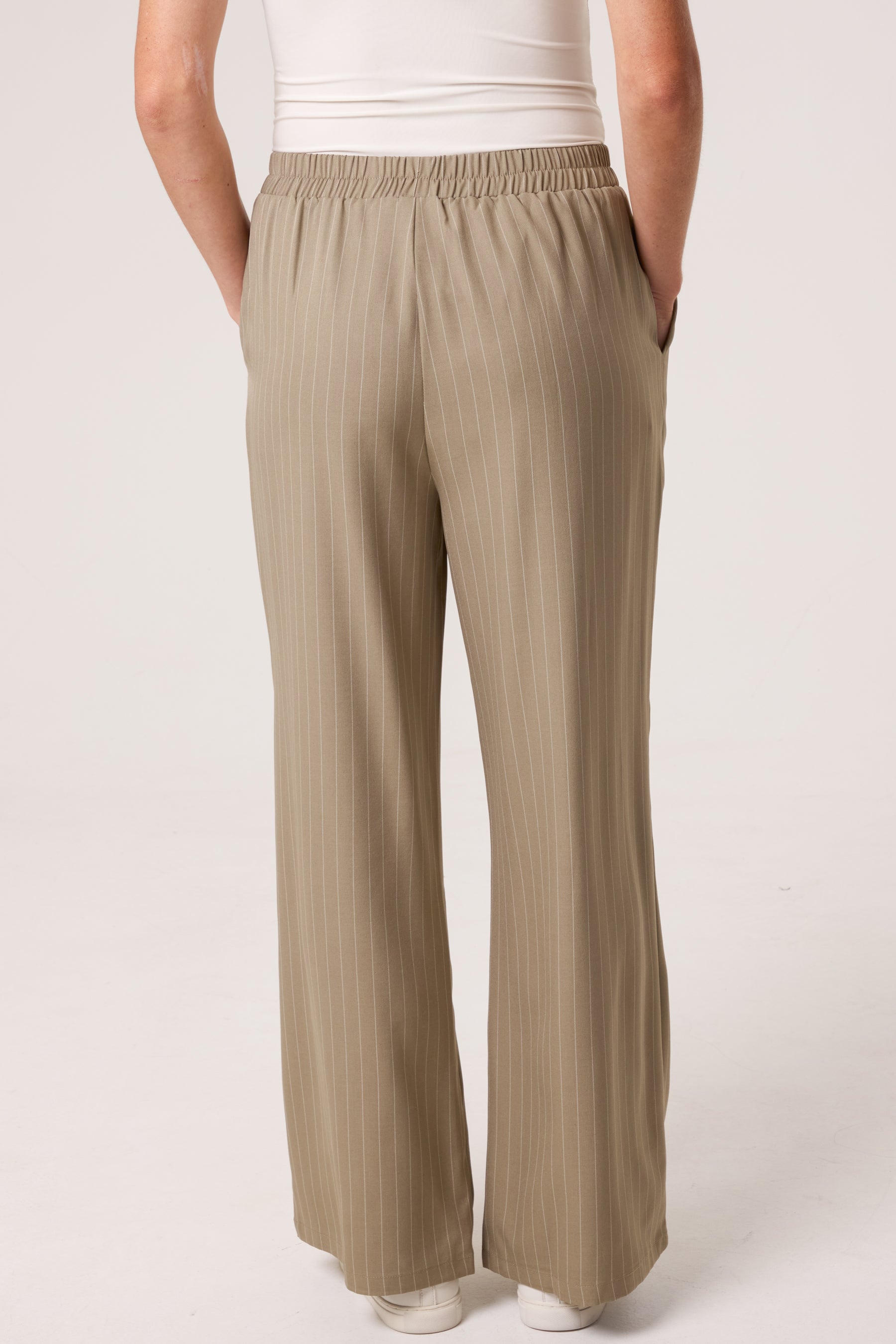 Elasticated Pinstripe Wide Leg Trousers