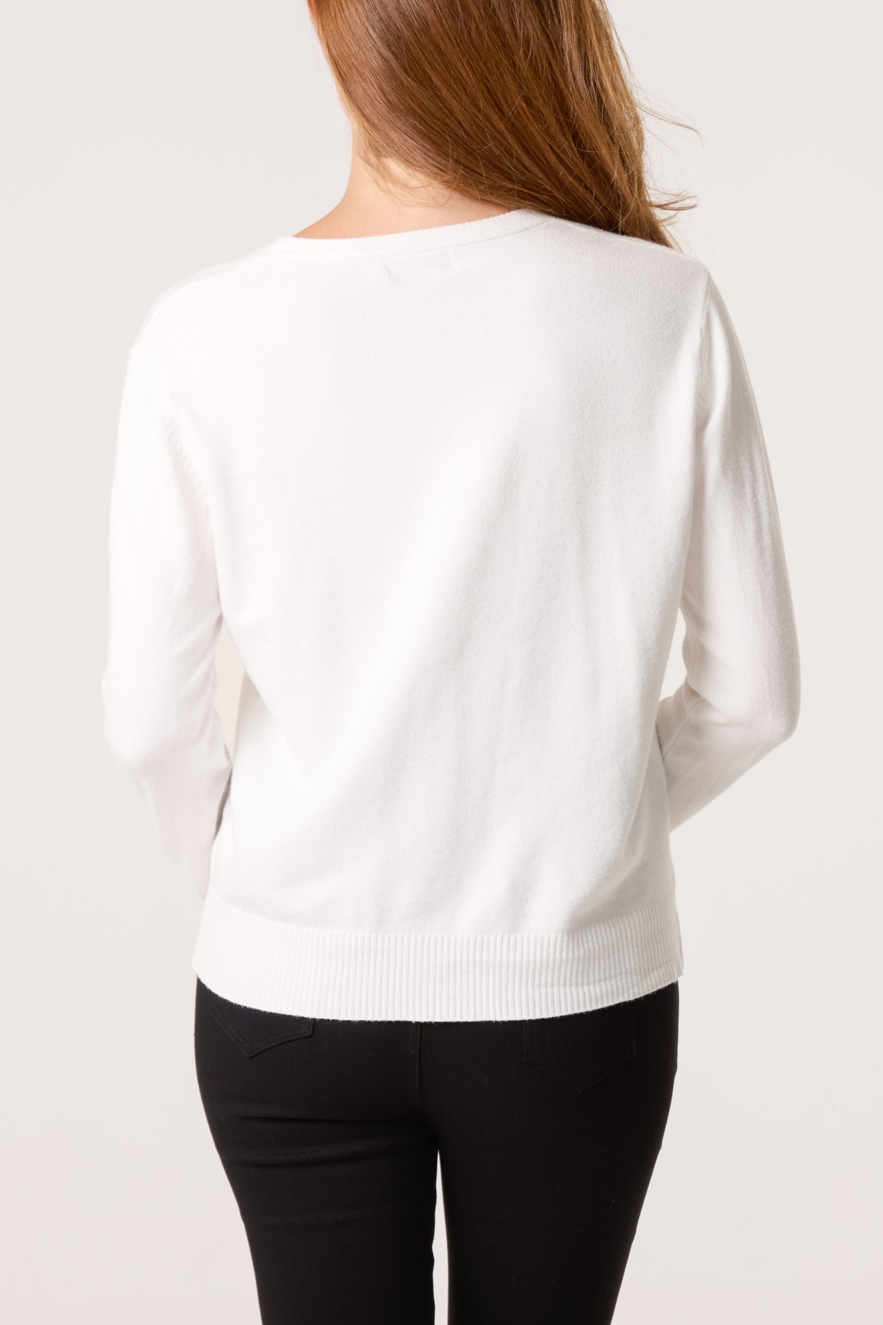 V-Neck Jewelled Button Knit Cardigan