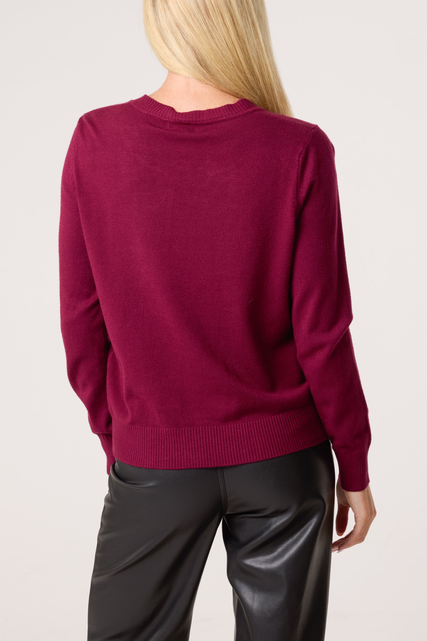 Round Neck Jewelled Button Cardigan