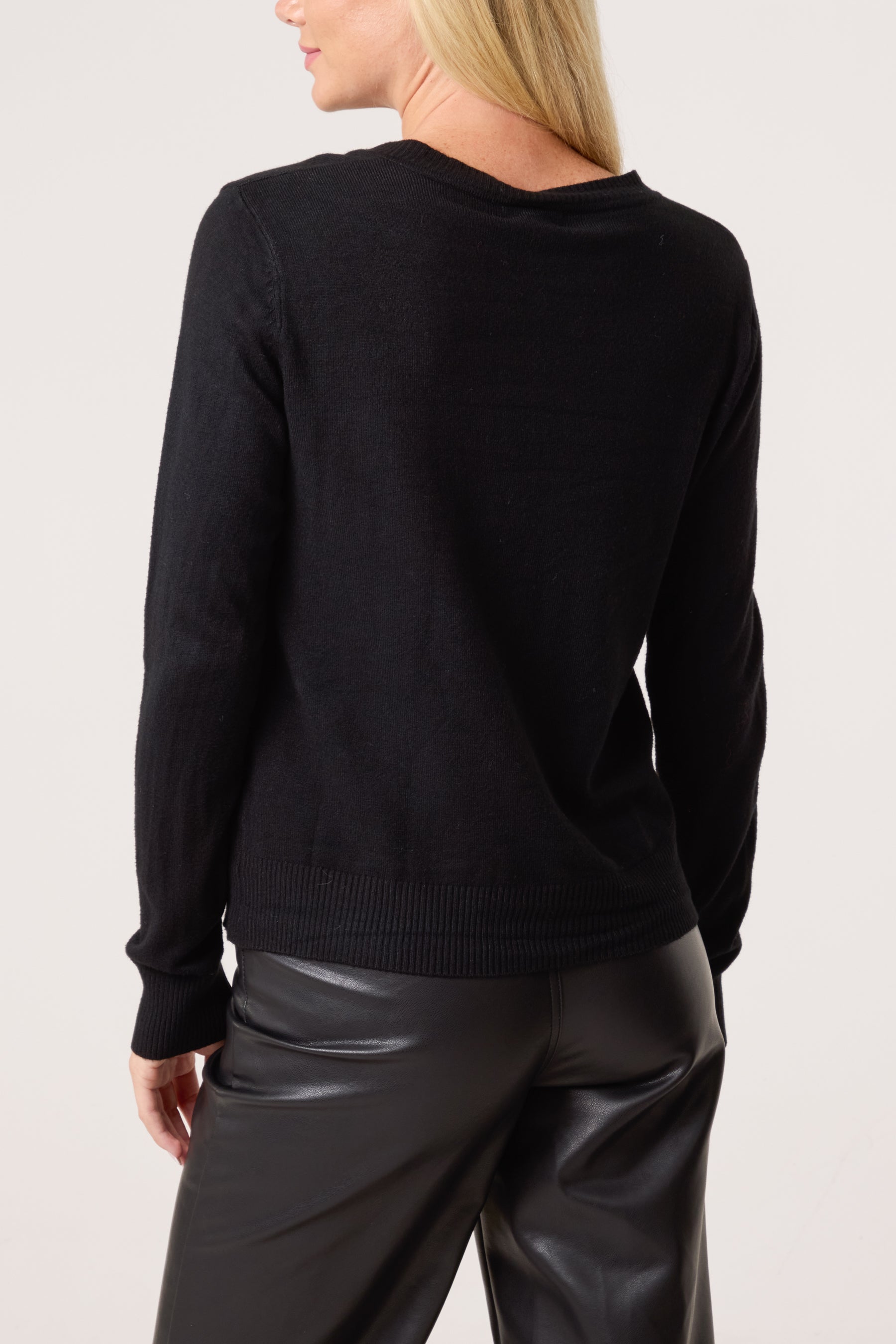 Round Neck Jewelled Button Cardigan