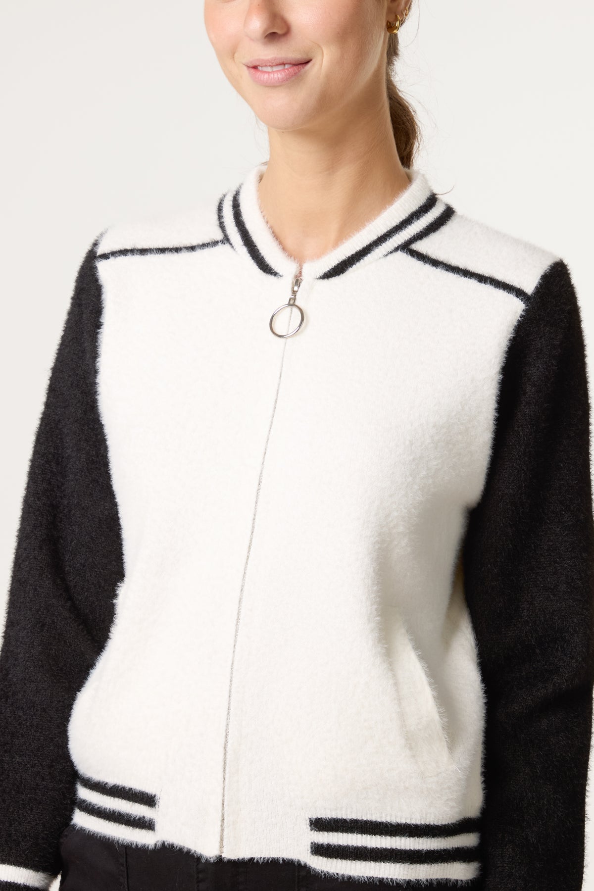 Luxury Knit Zip-Up Bomber Jacket