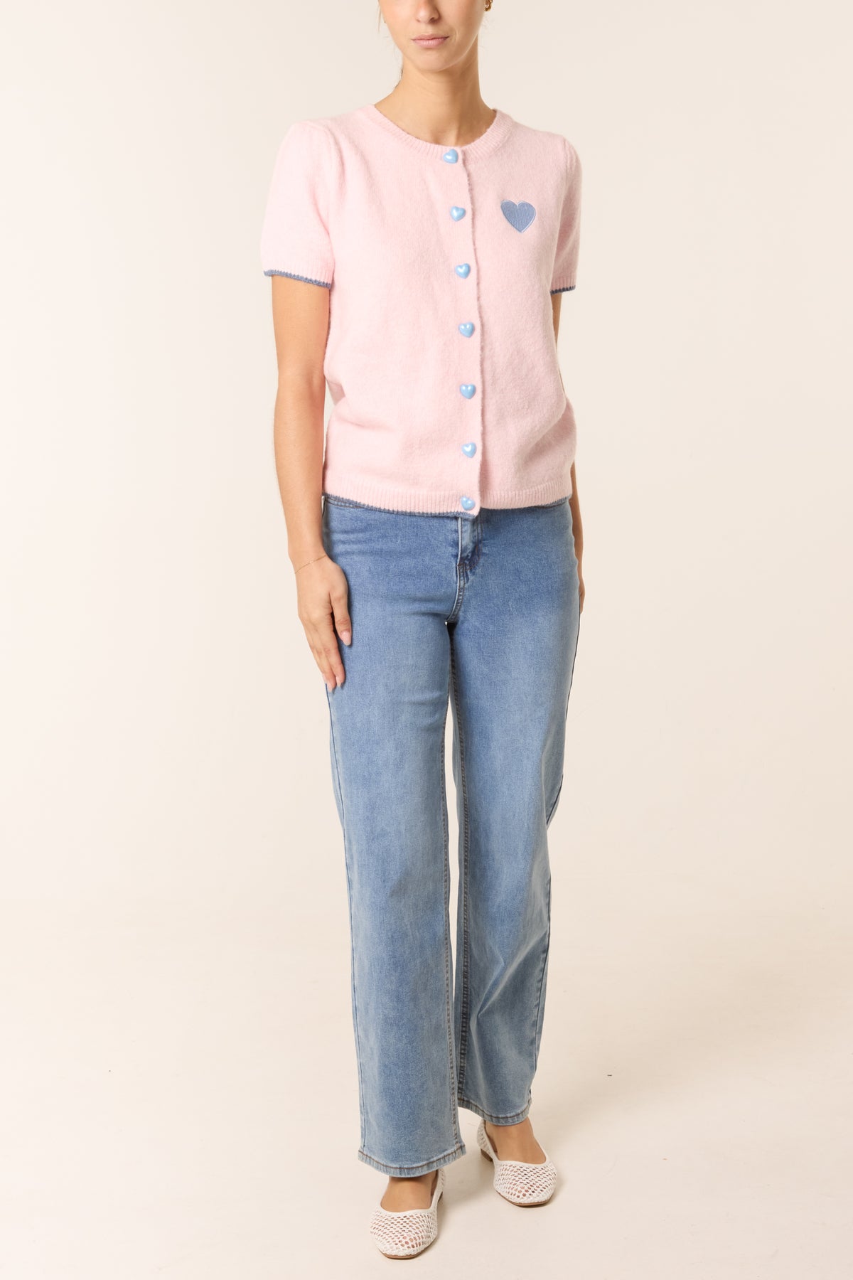 Heart Design & Button Knit Cardigan