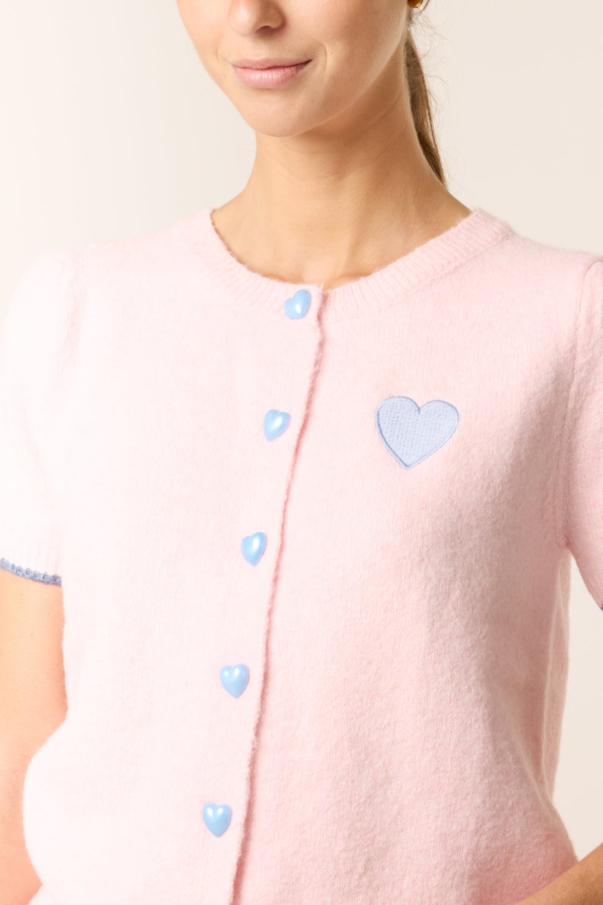 Heart Design & Button Knit Cardigan