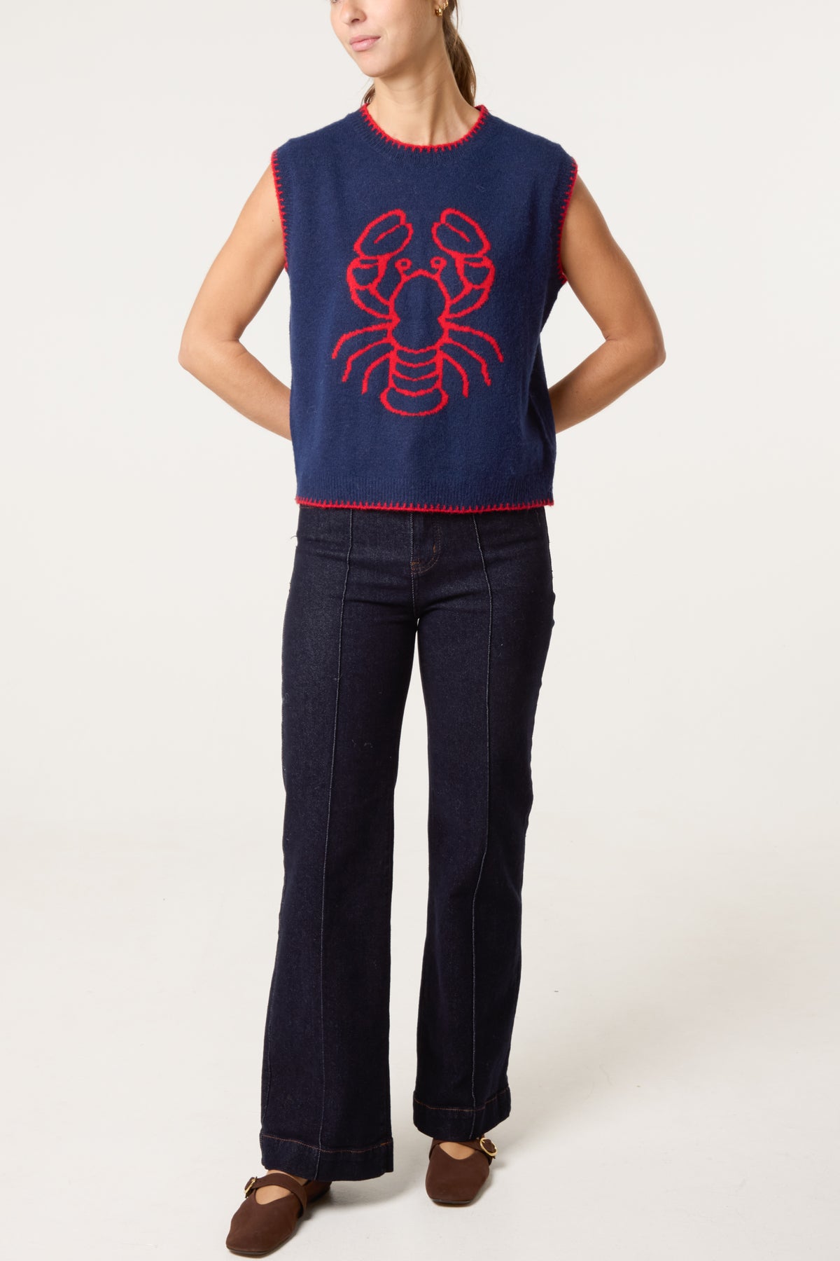 Lobster Stitch Hem Knit Vest