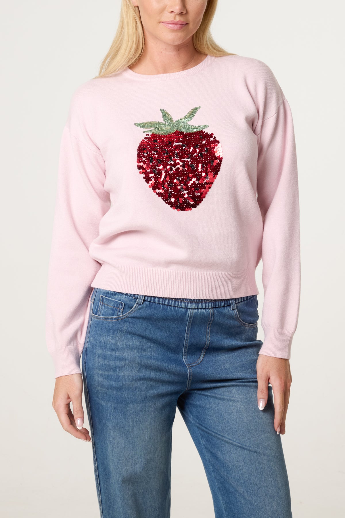 Embellished Sequin Strawberry Jumper