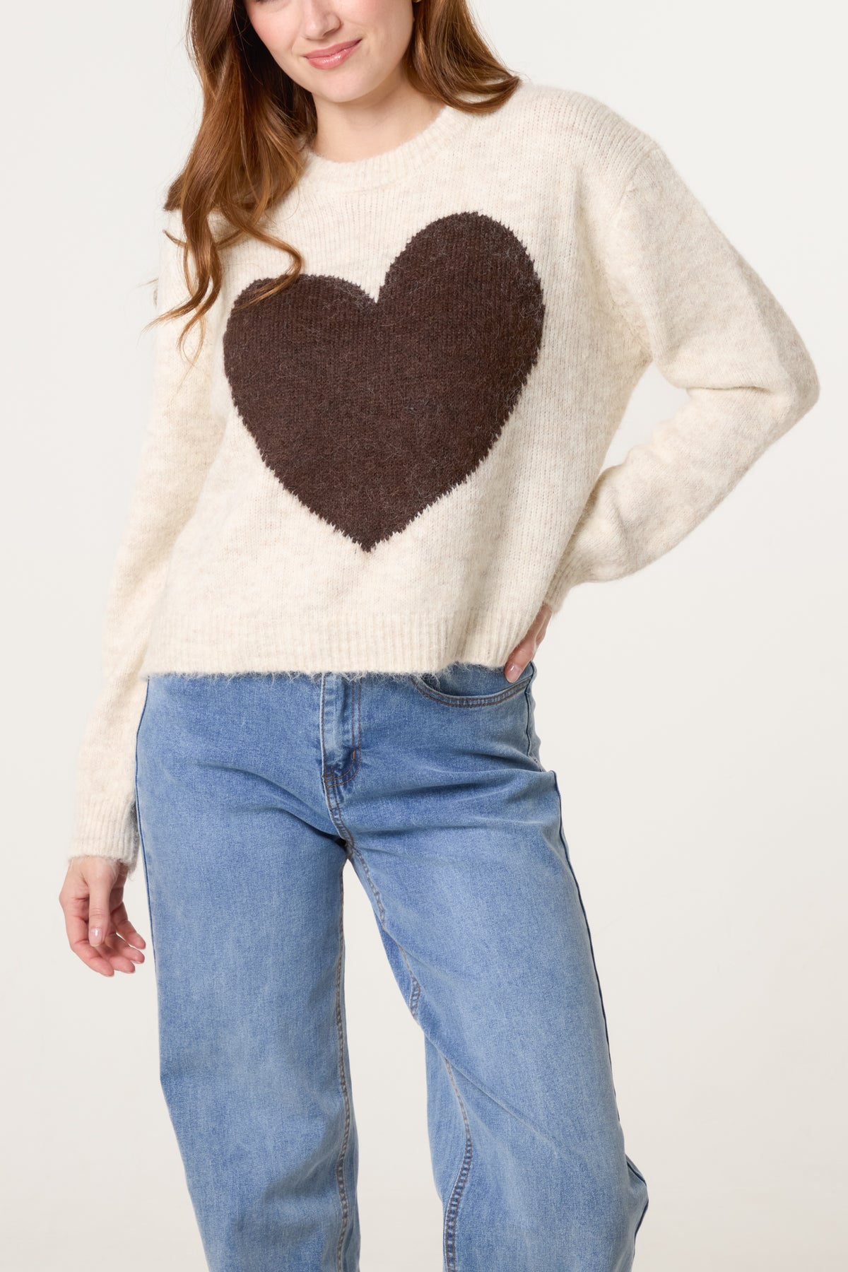Bold Heart Crew Neck Knit Jumper