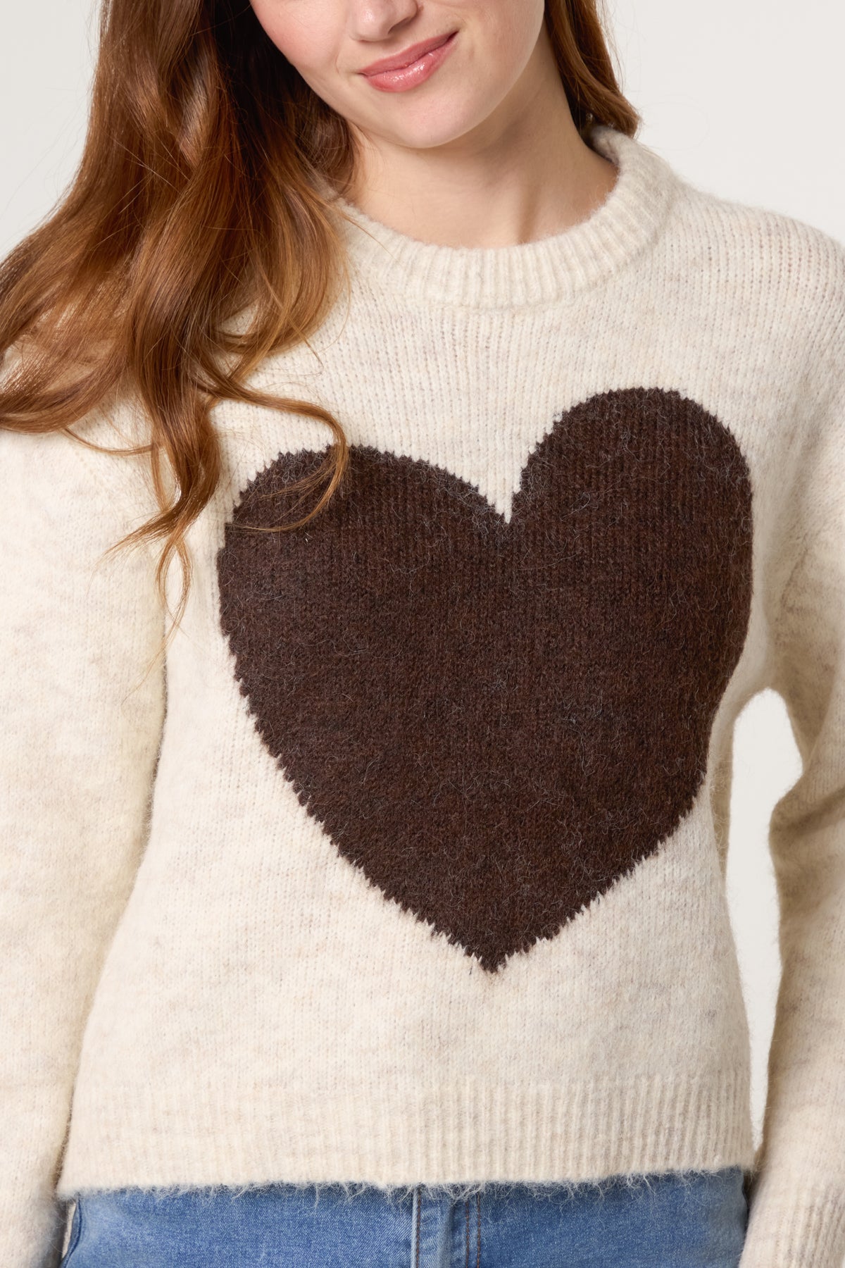 Bold Heart Crew Neck Knit Jumper
