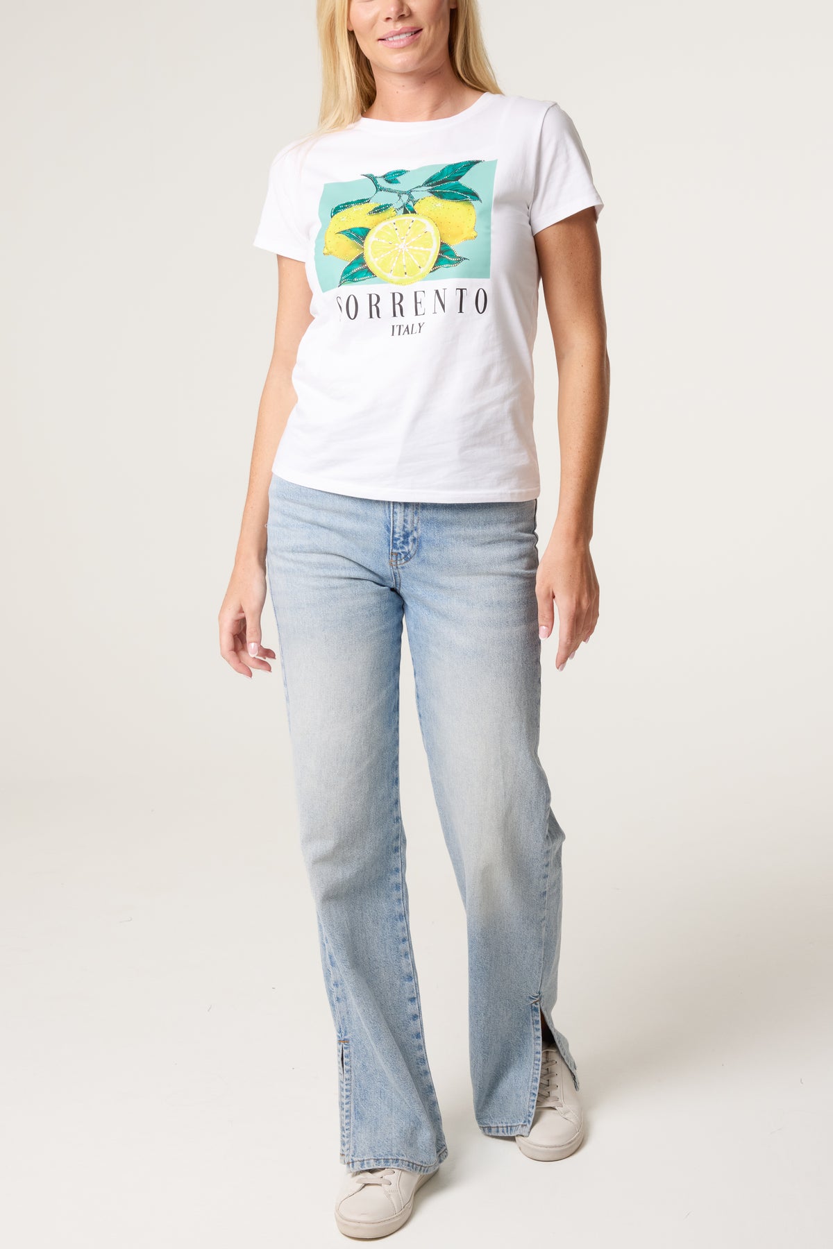 Embellished Sorrento Lemon Print T-Shirt