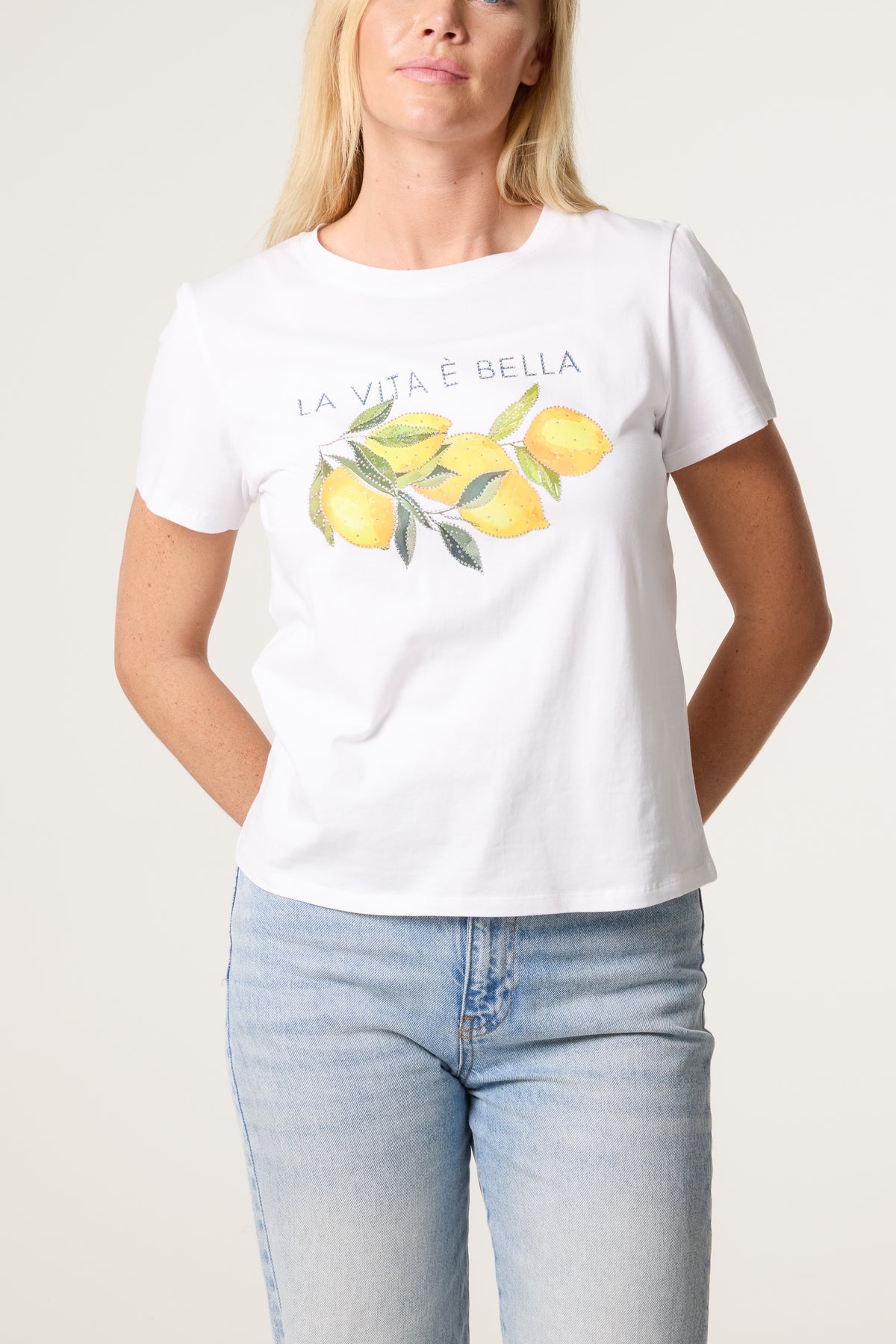Embellished Lemon Design T-Shirt