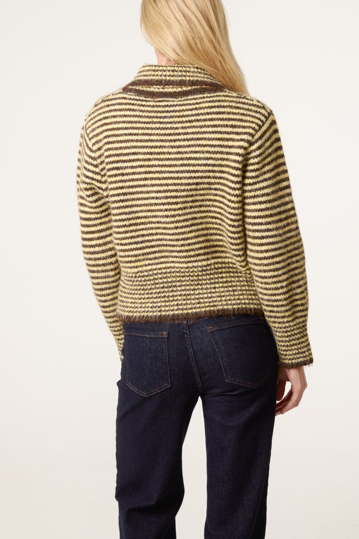 Mini Collar Stripes Button Through Cardigan