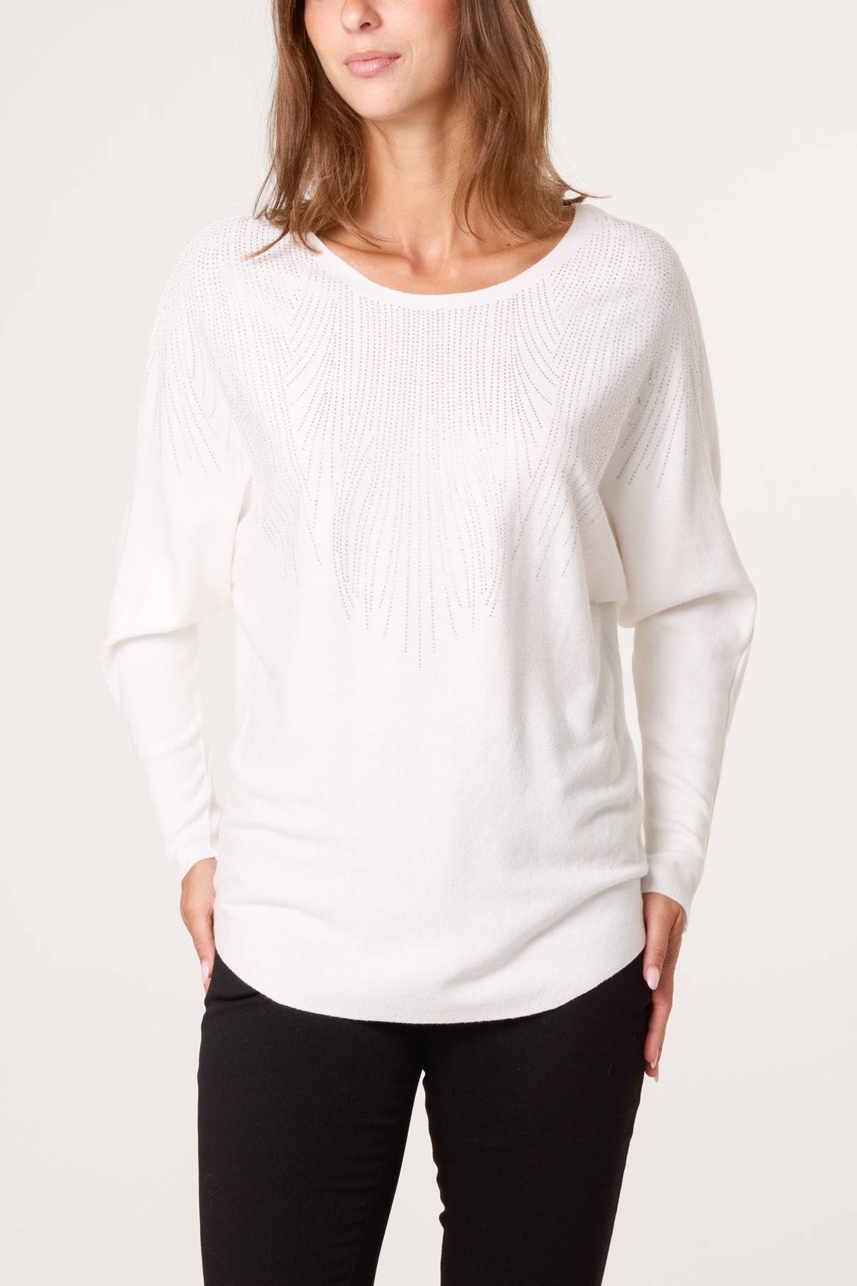 Jumper With Feather Rhinestone Embellishment