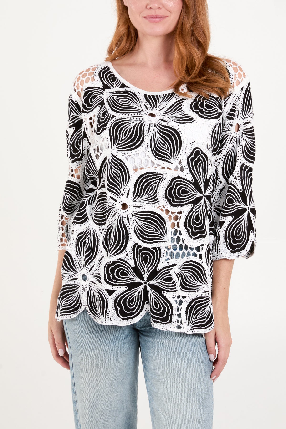 Large Floral Crochet Top
