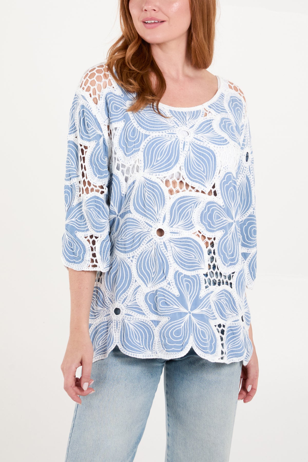 Large Floral Crochet Top