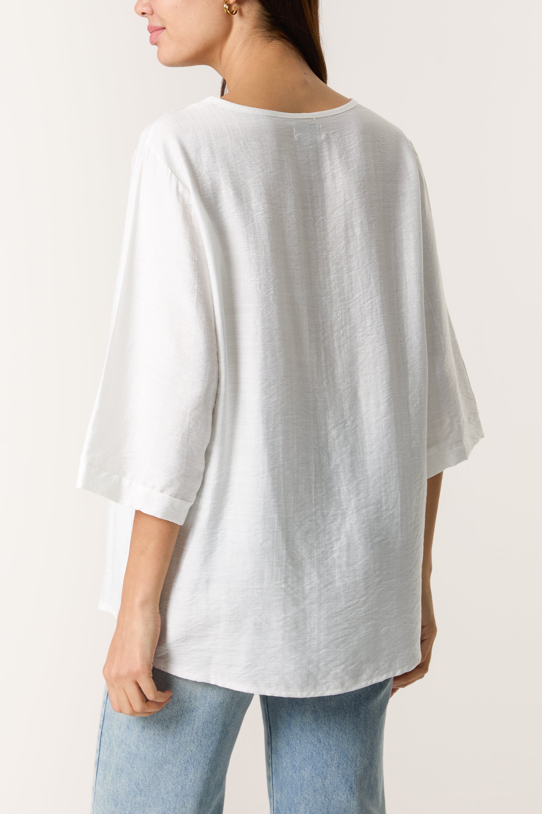 Embroidered Detail Tie-Neck Top