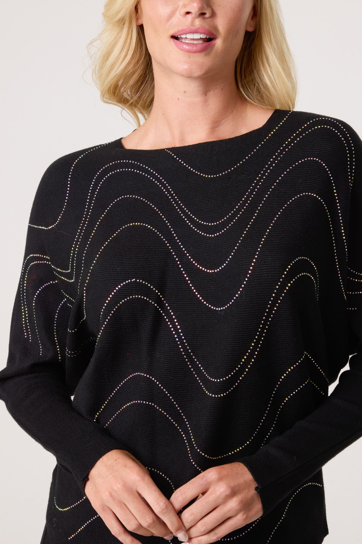 Embellished Swirl Fine Knit Jumper