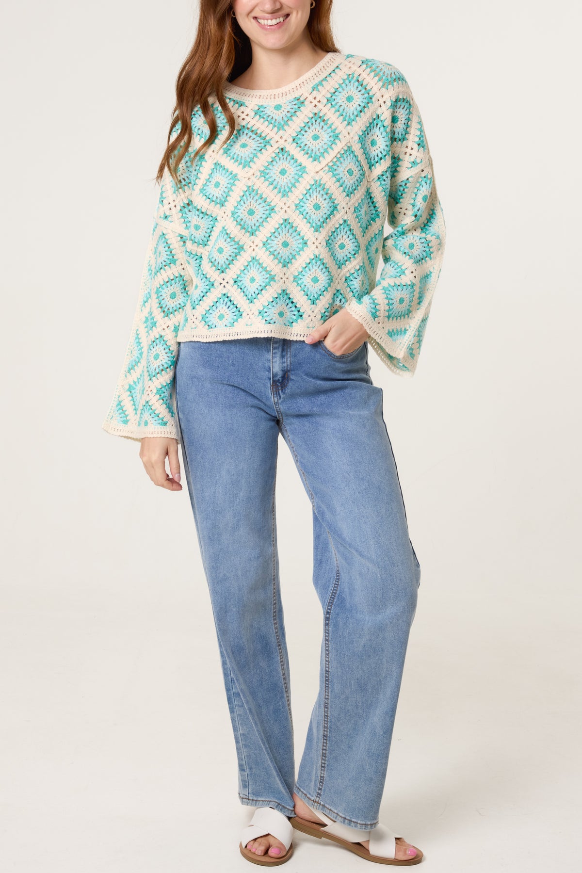 Diamond-Shaped Crochet Jumper