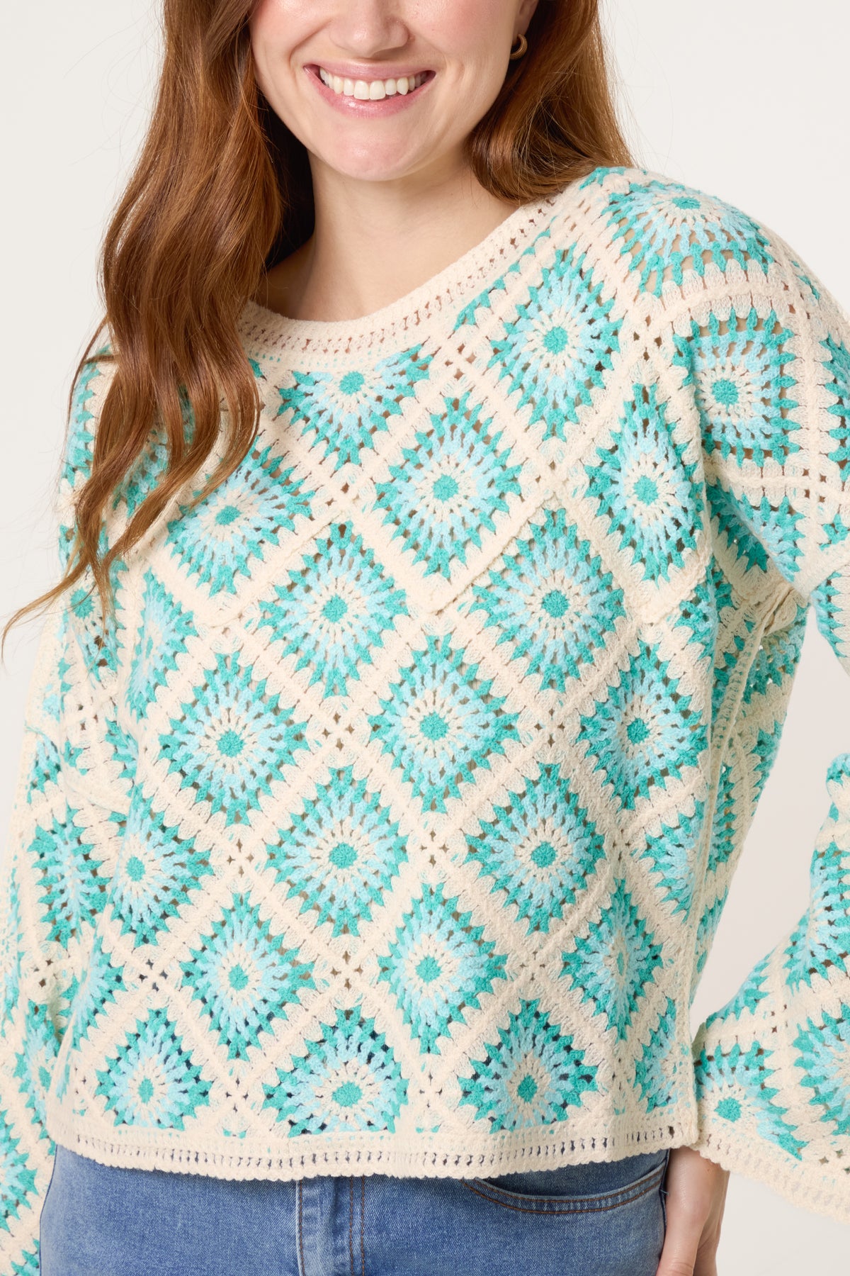 Diamond-Shaped Crochet Jumper