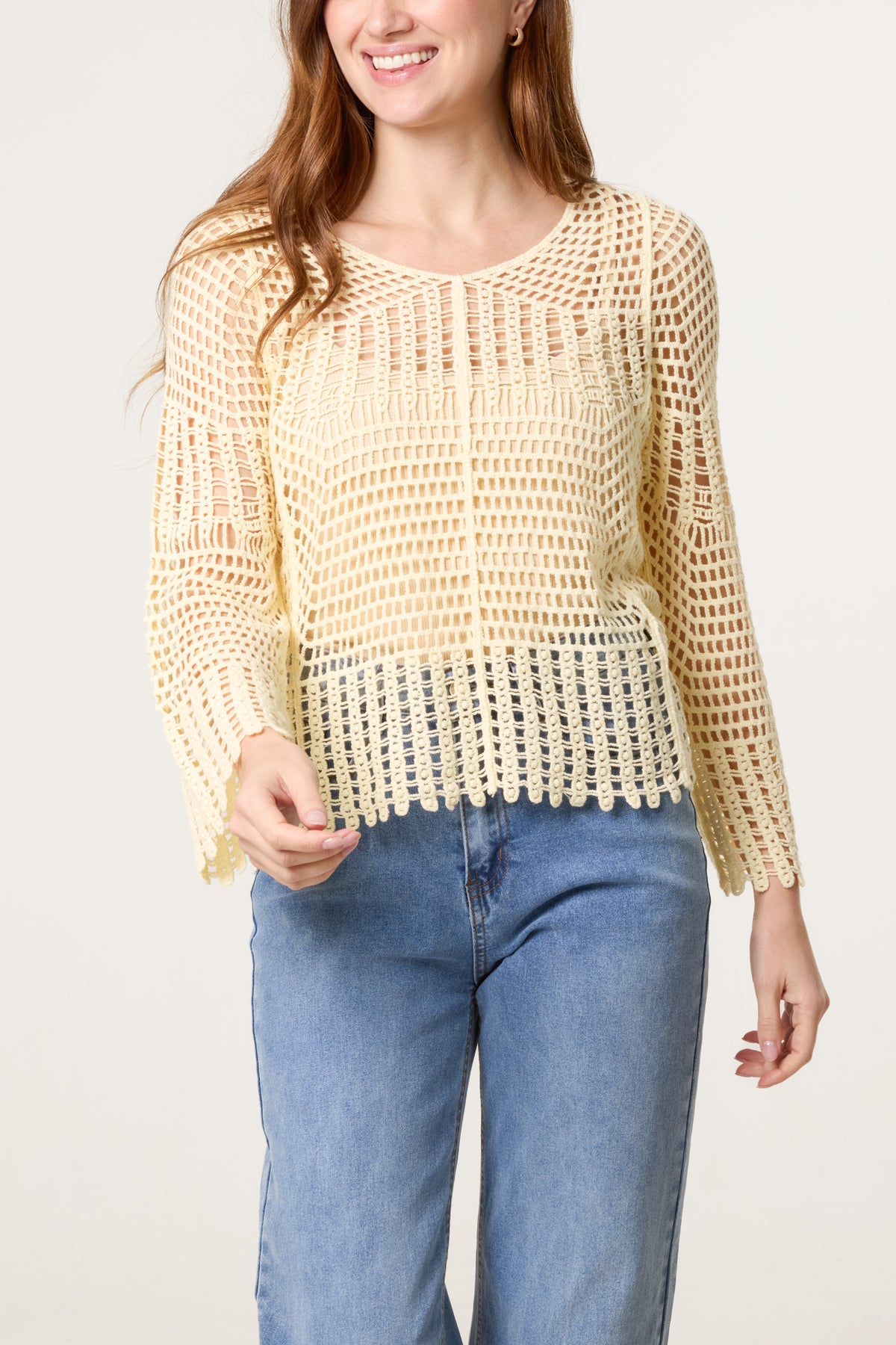 Crochet Net Round Neck Jumper