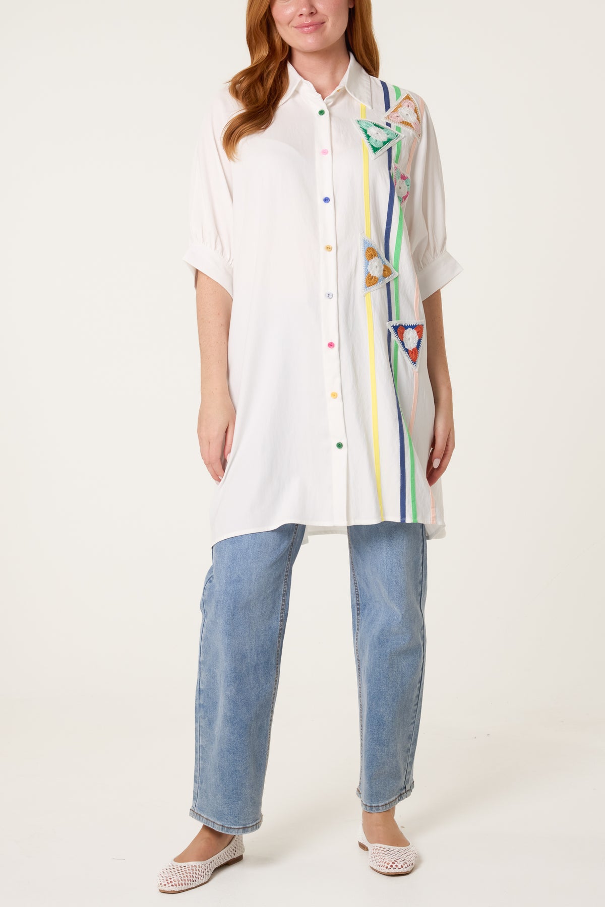 Colourful Crochet Triangle Oversized Shirt