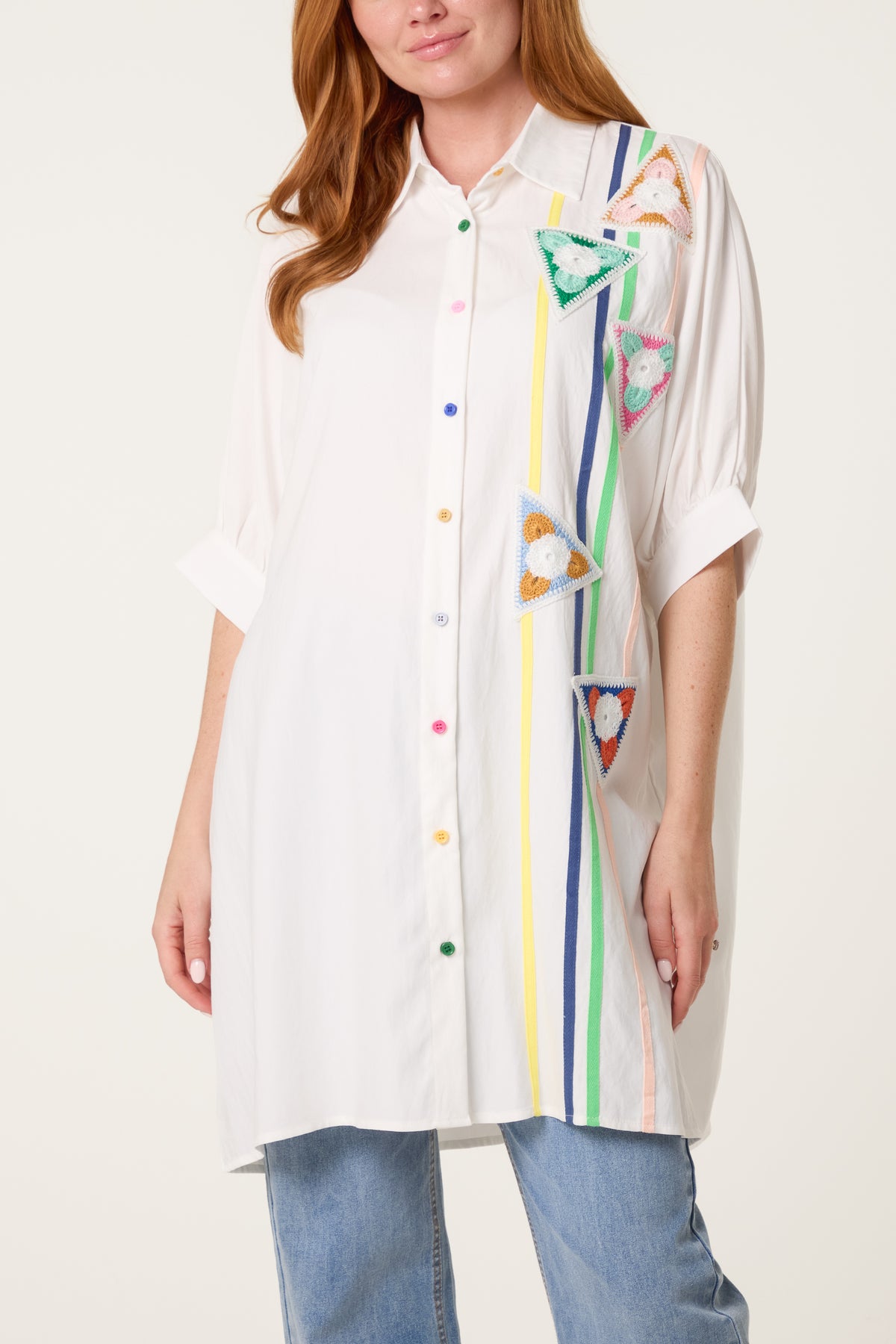 Colourful Crochet Triangle Oversized Shirt