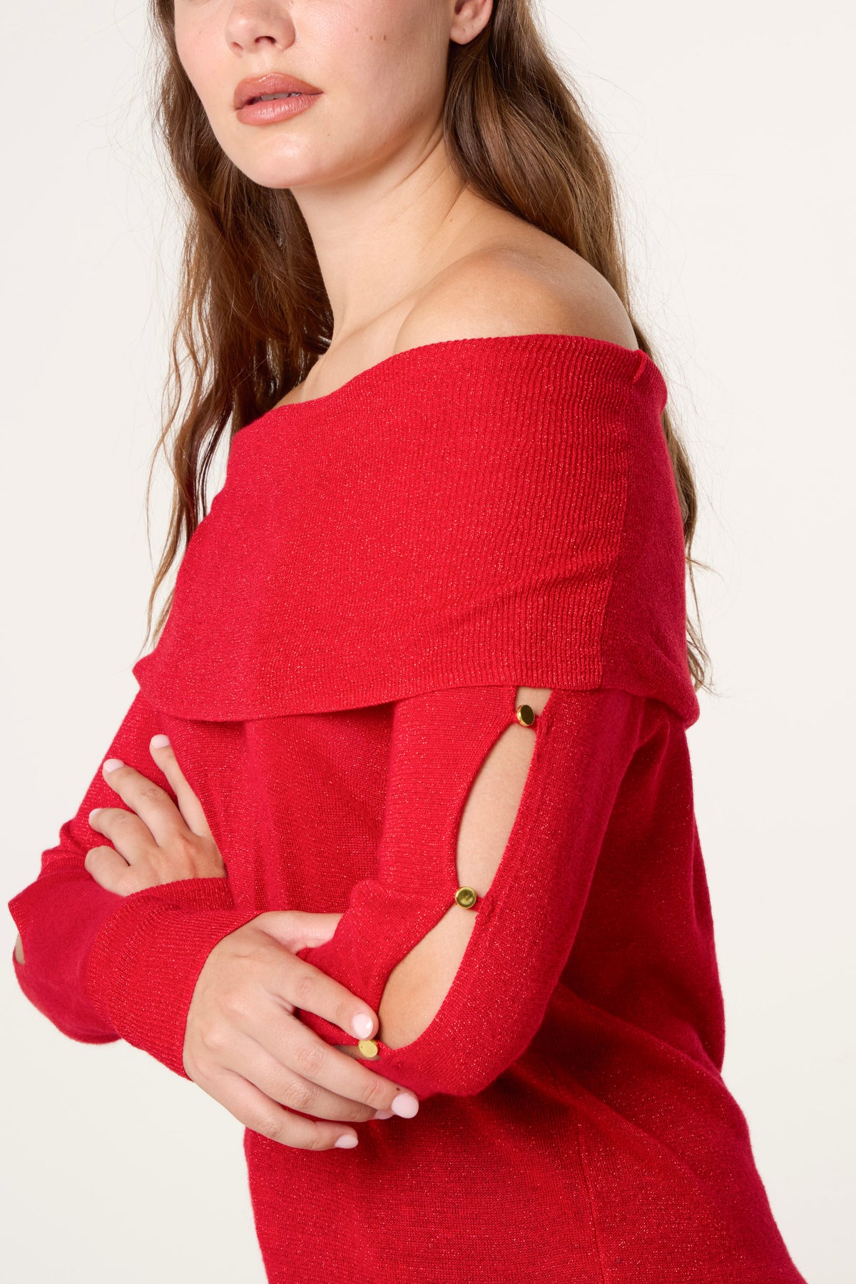 Cowl Neck Cut Out Sleeve Top