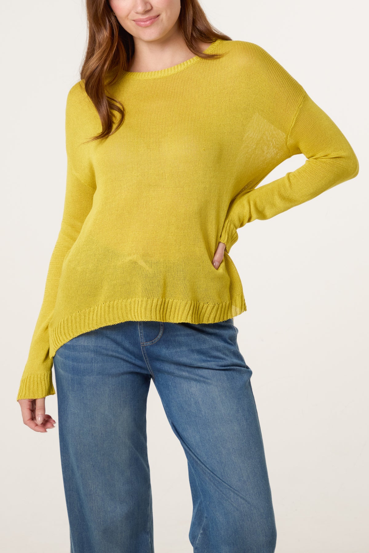 Ribbed Edge Round-Neck Jumper