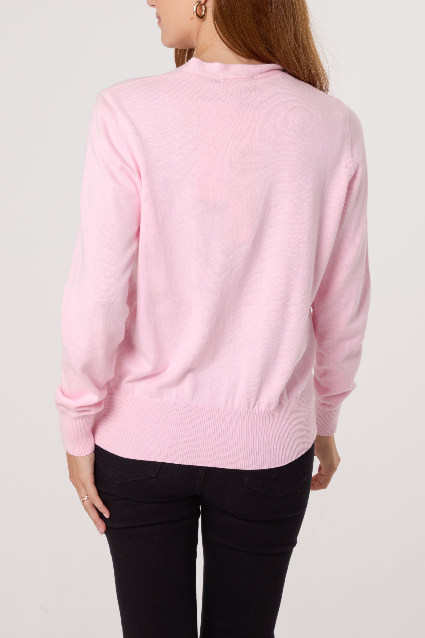 V-Neck Fine Knit Jumper