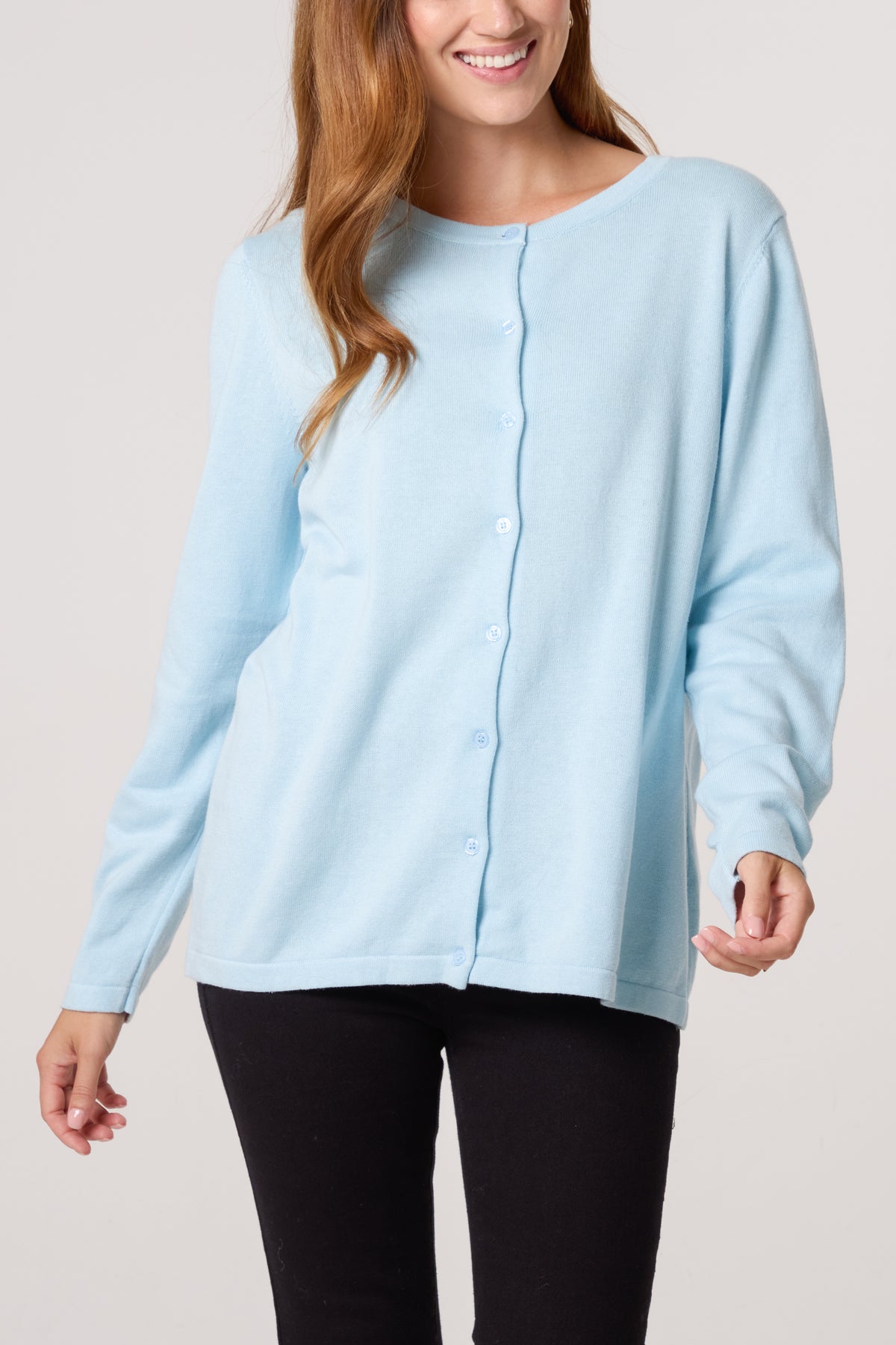 Round Neck Fine Knit Cardigan