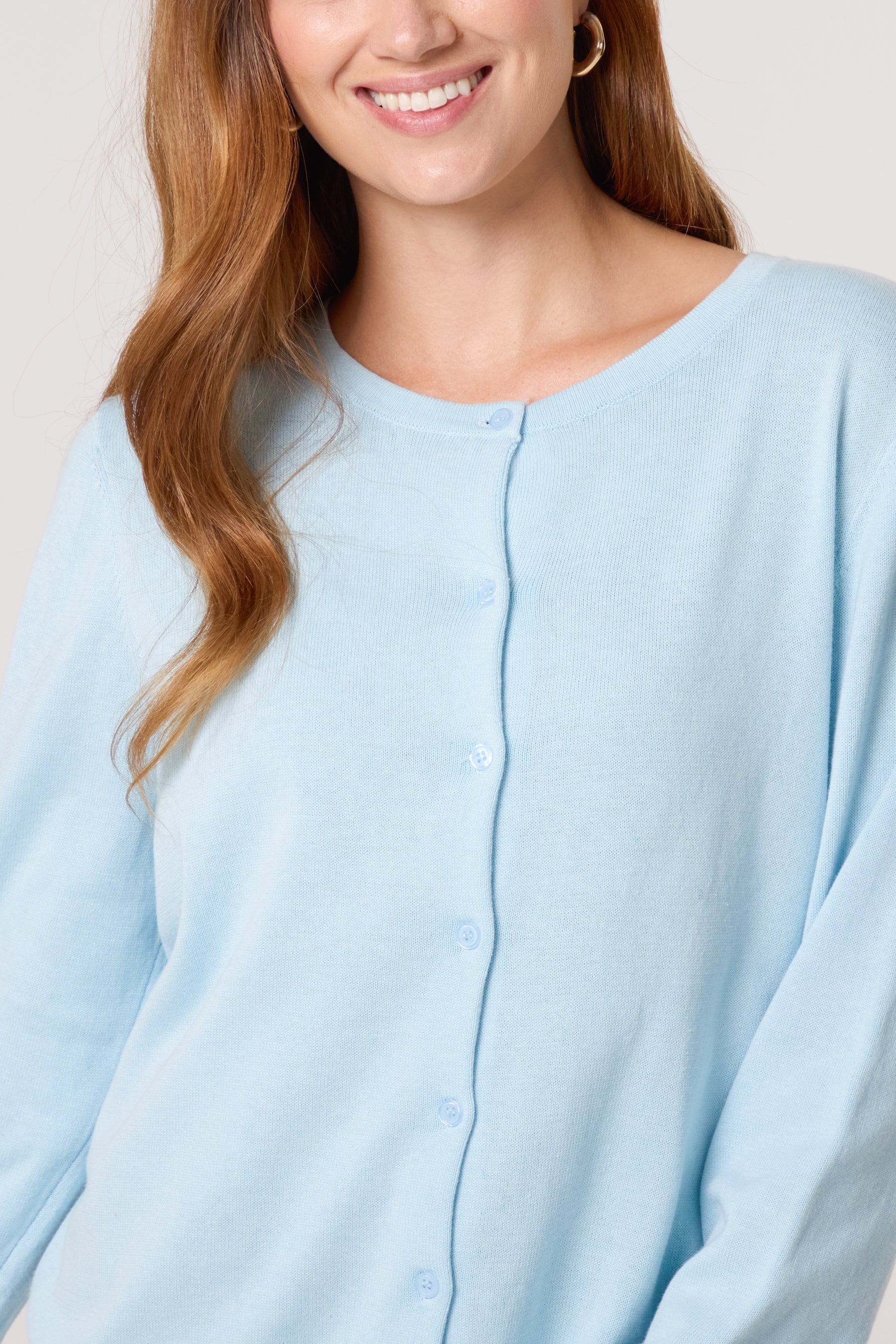 Round Neck Fine Knit Cardigan