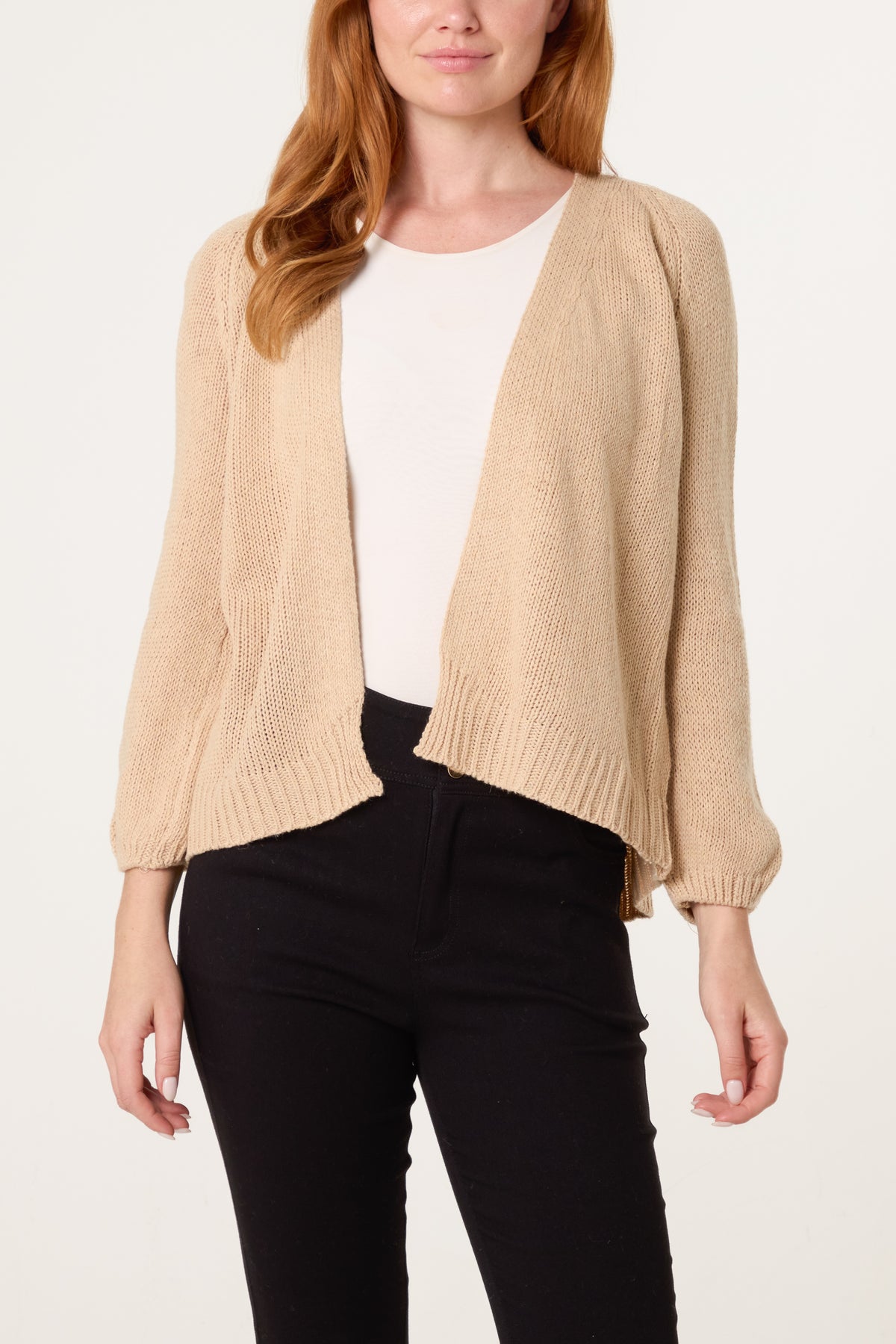 Ribbed Edge Open Knit Cardigan