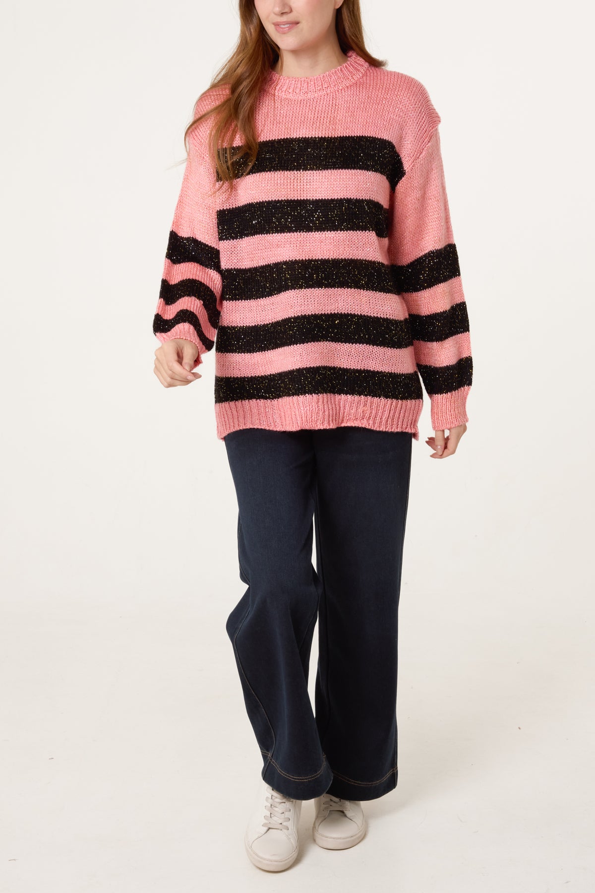 Crew Neck Striped Knit Jumper