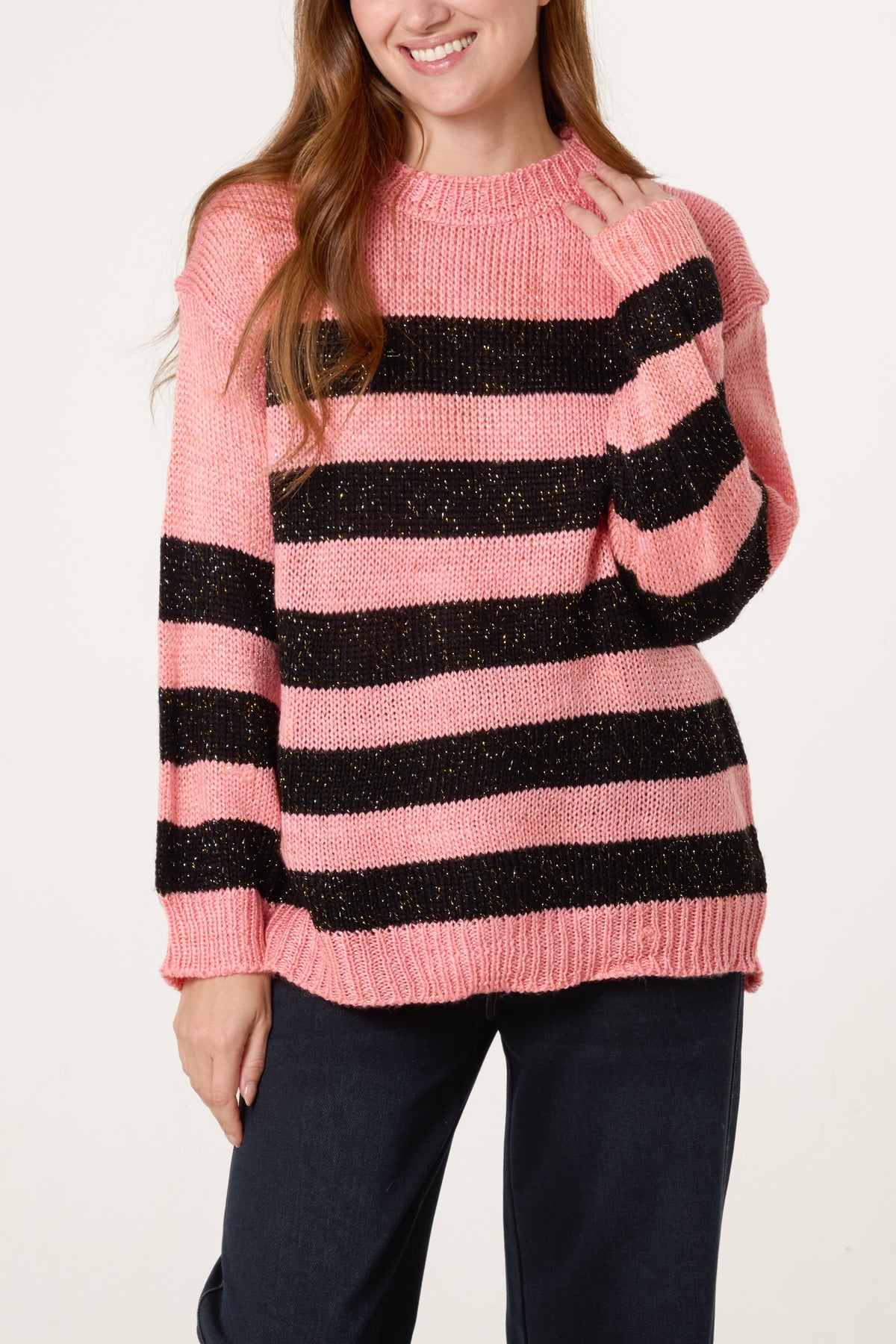Crew Neck Striped Knit Jumper
