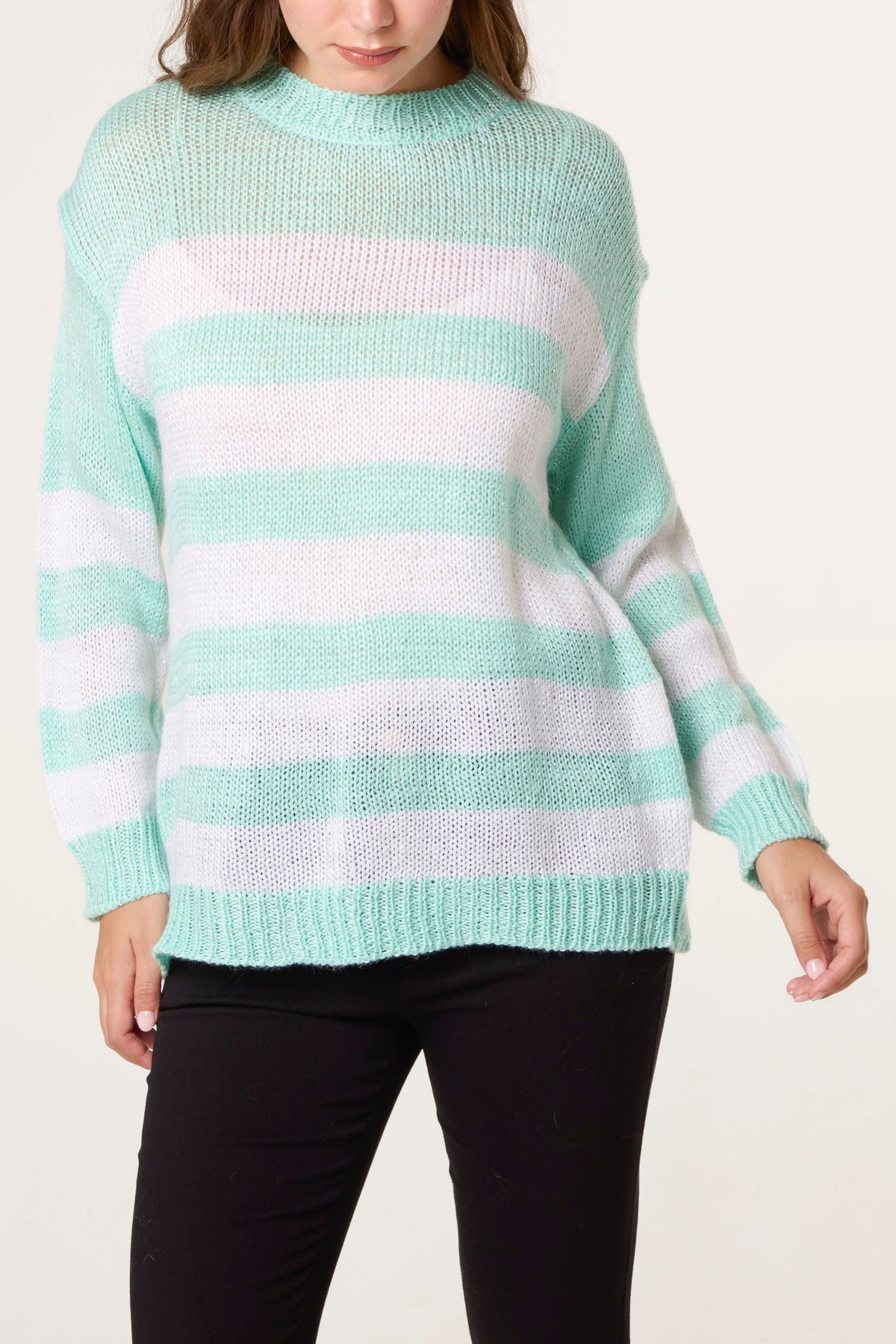 Crew Neck Striped Knit Jumper