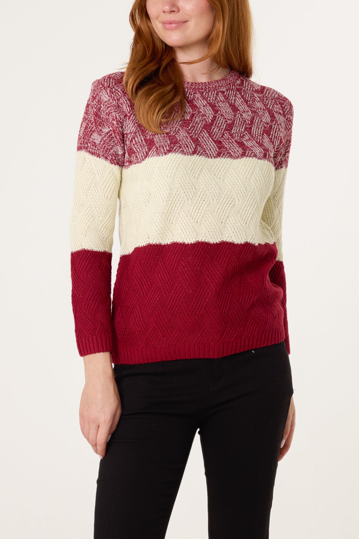 Wine Block Pattern Knit Jumper