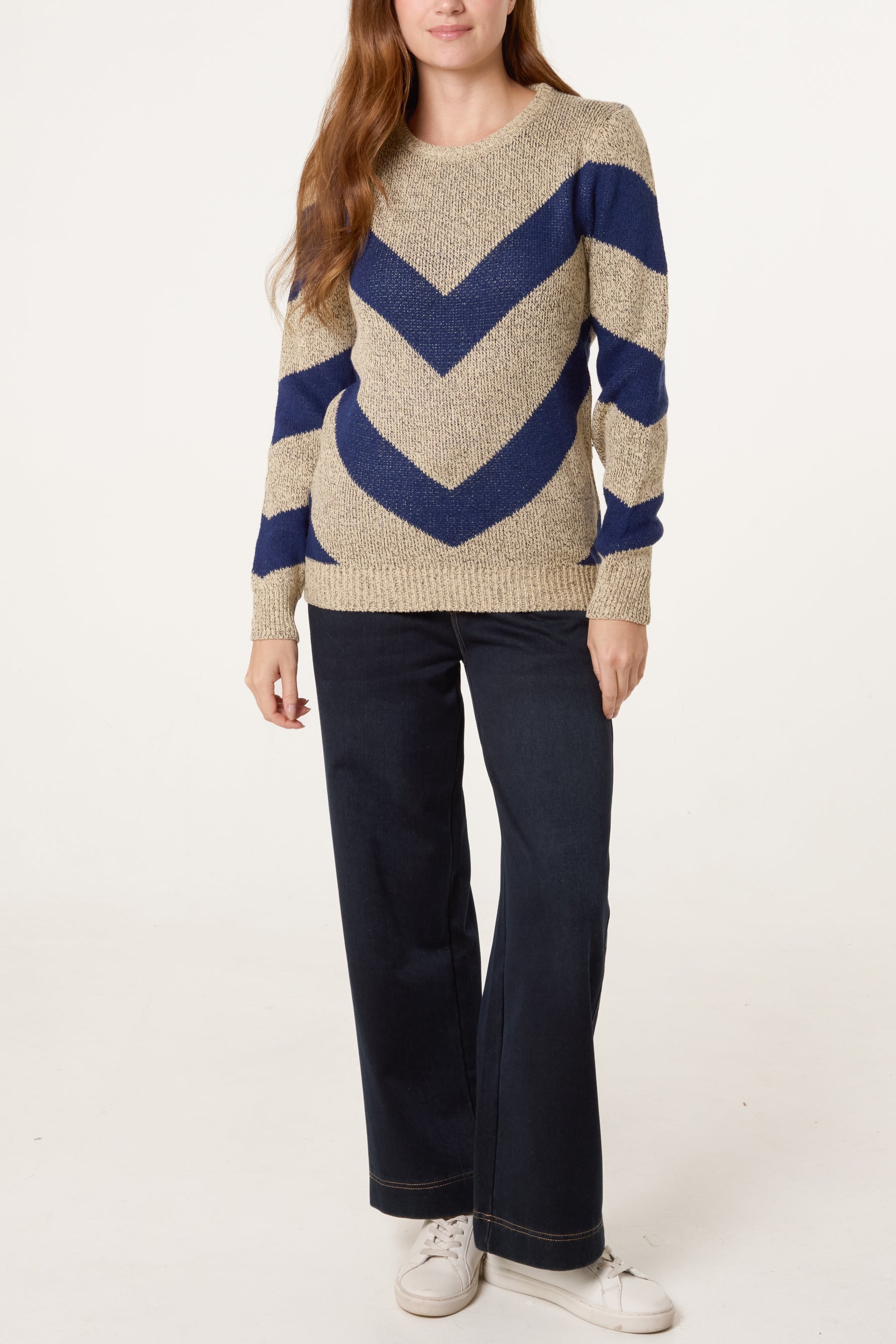 Beige Chevron Stripe Jumper