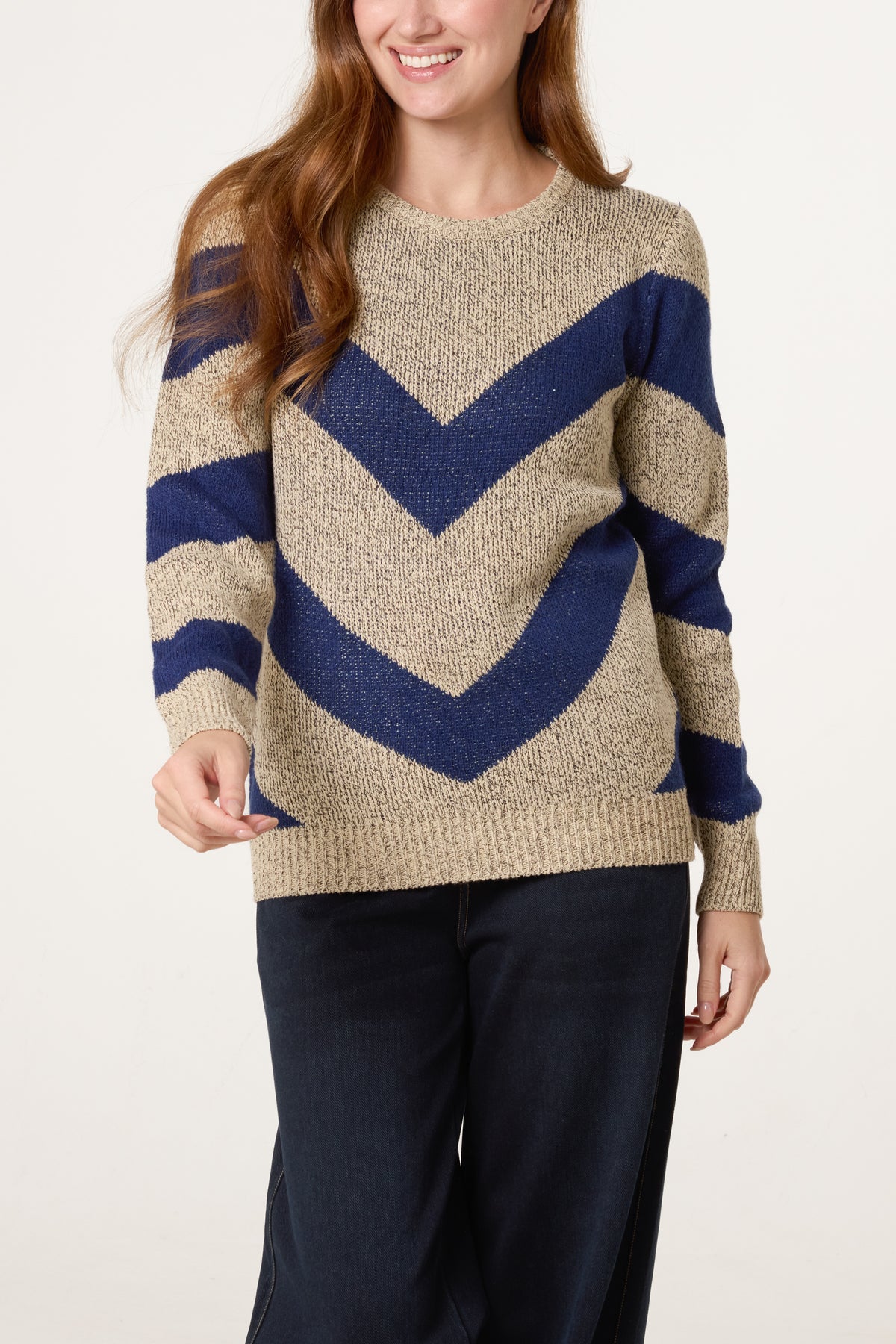 Beige Chevron Stripe Jumper