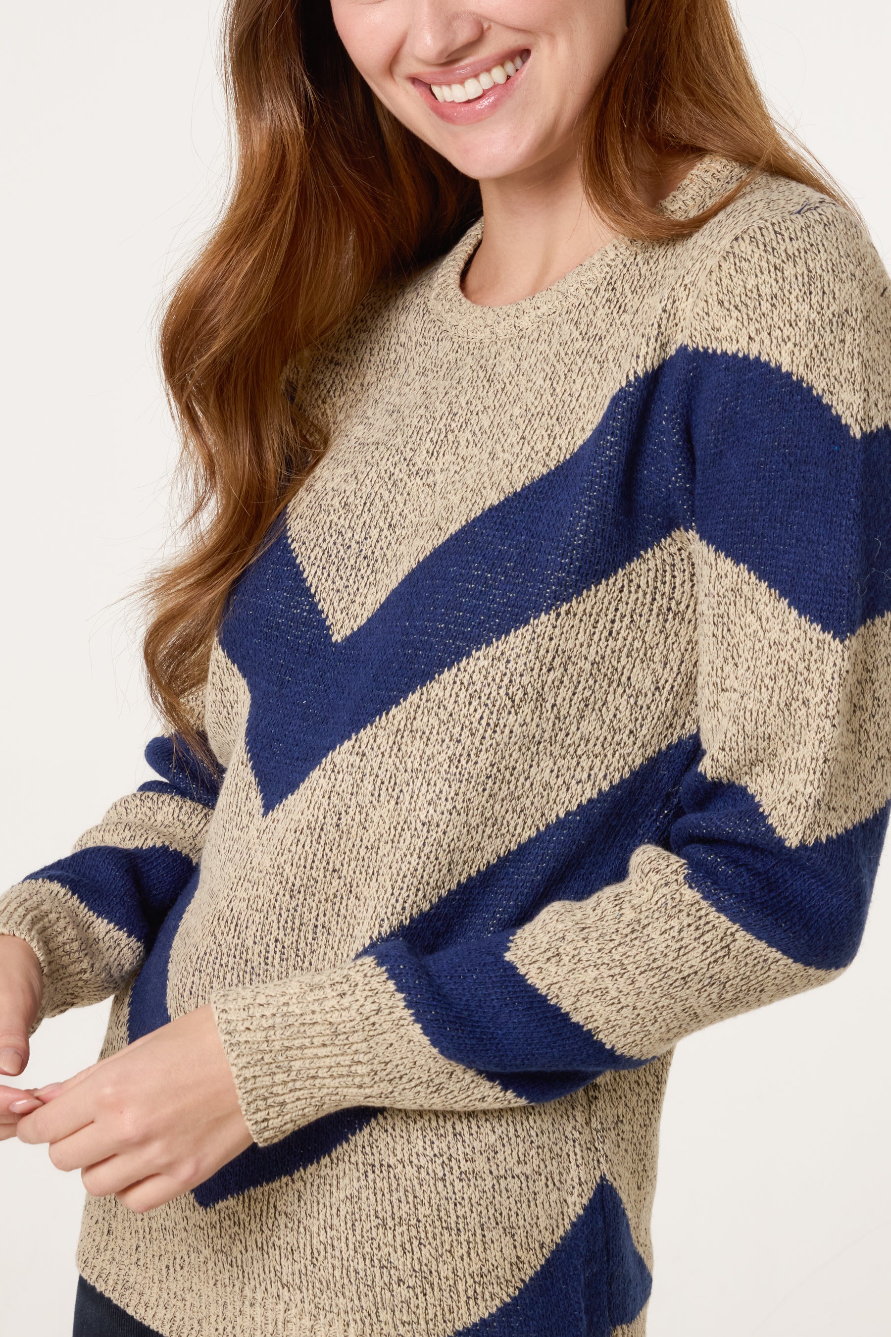 Beige Chevron Stripe Jumper
