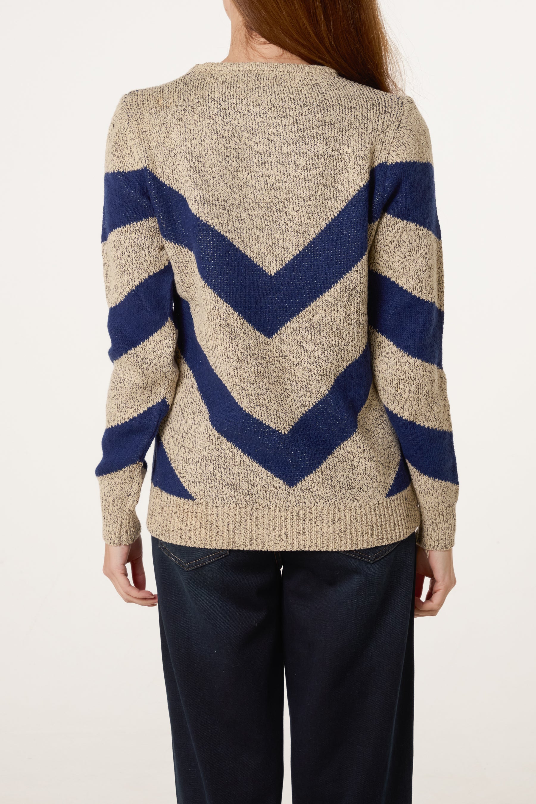 Beige Chevron Stripe Jumper
