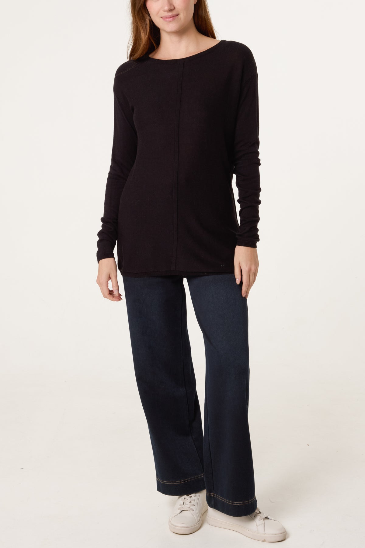 Line Front Round Neck Jumper