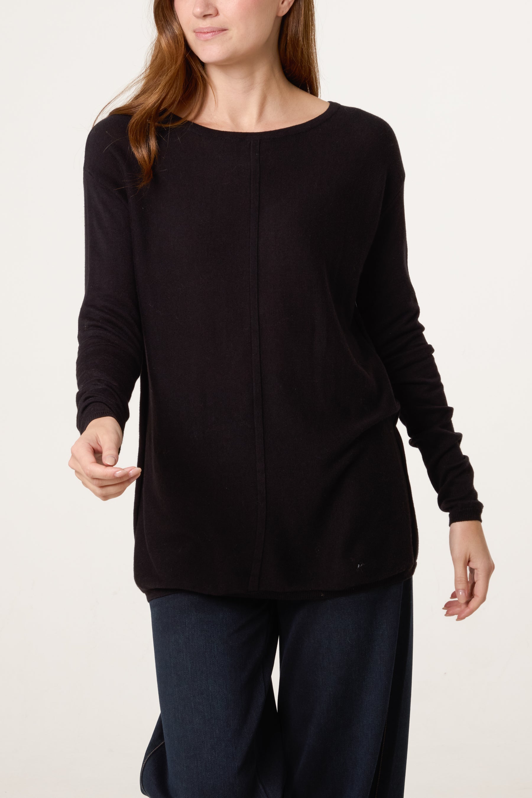 Line Front Round Neck Jumper
