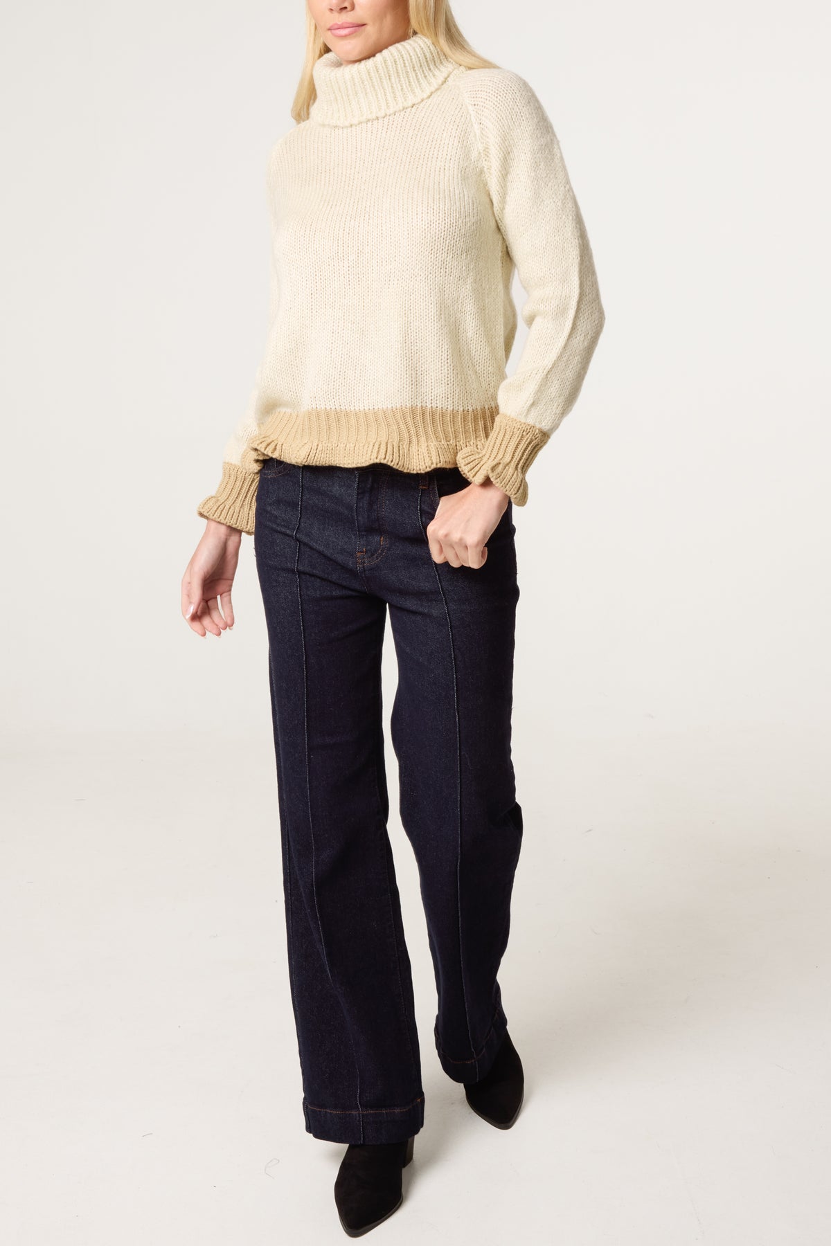 Frilled Edge Roll Neck Jumper