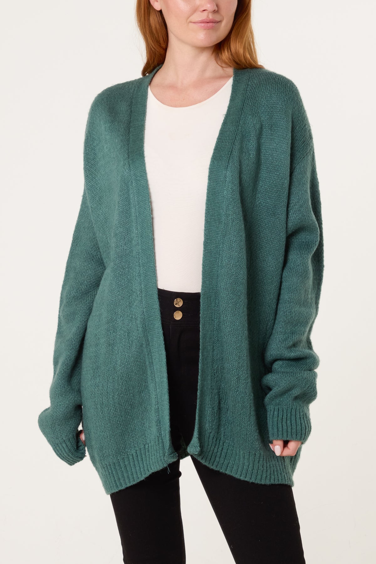 Ribbed Edge Open Knit Cardigan