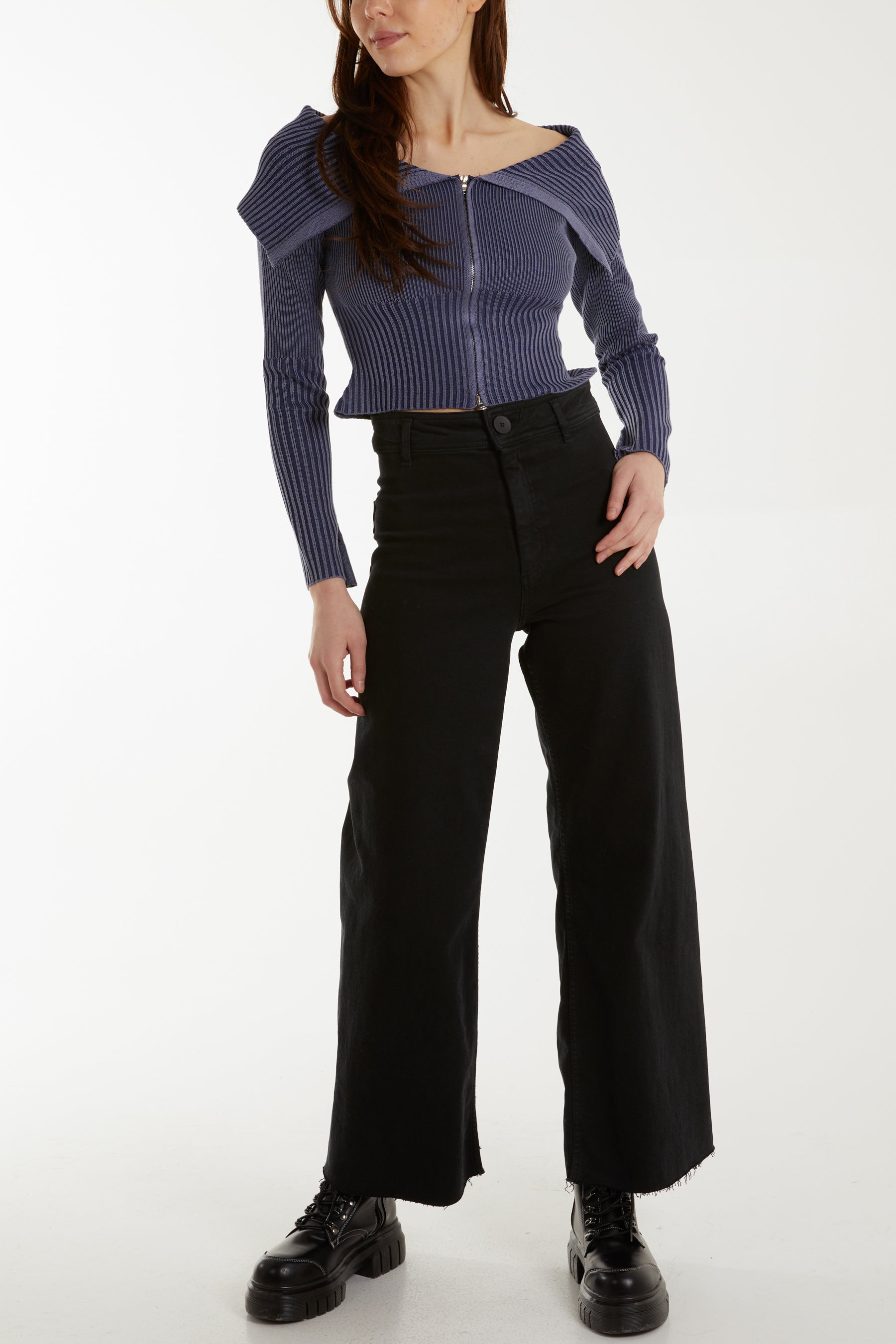 Washed Rib Fold-Over Cardigan